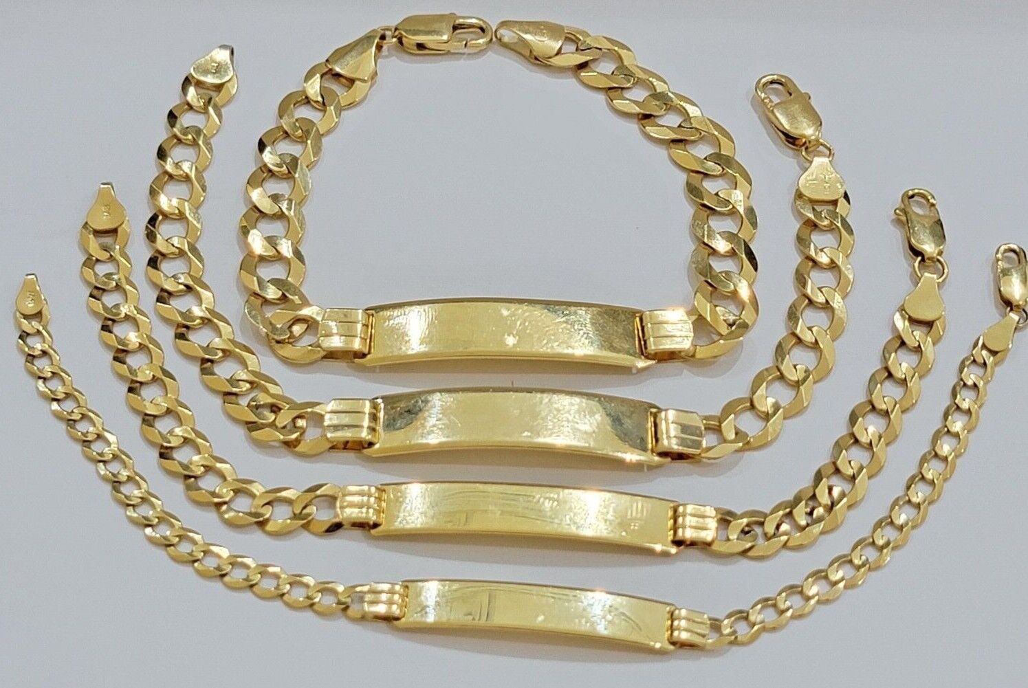Real 10k Gold Cuban Curb Link ID Bracelet 5mm - 10mm 8 - 8.5" Inches 10kt Name Plate - GoldenlinQ