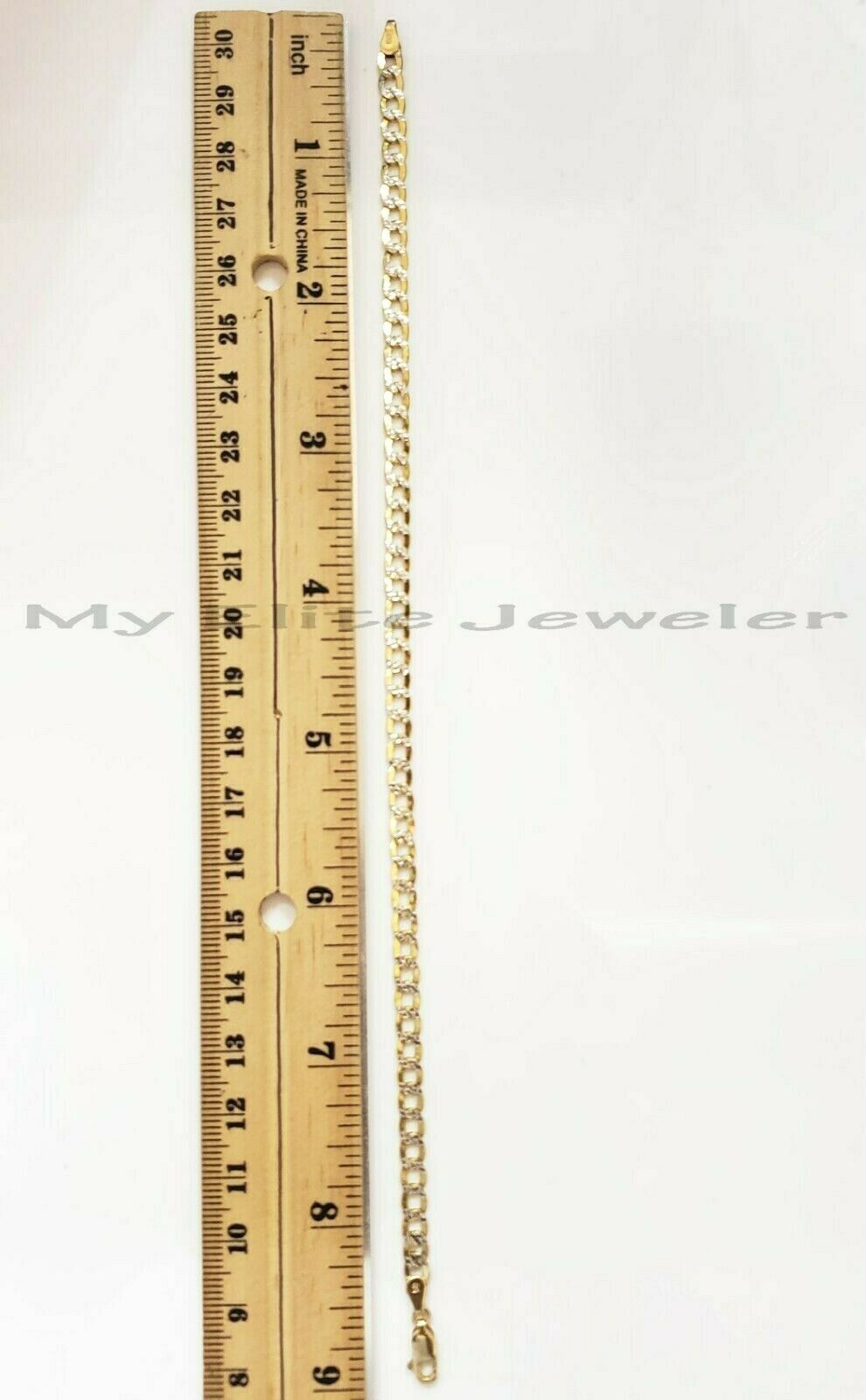 Real 10k Gold Cuban Link Bracelet 8" 4mm Diamond Cuts Men Women ,Rope Figaro Box - GoldenlinQ