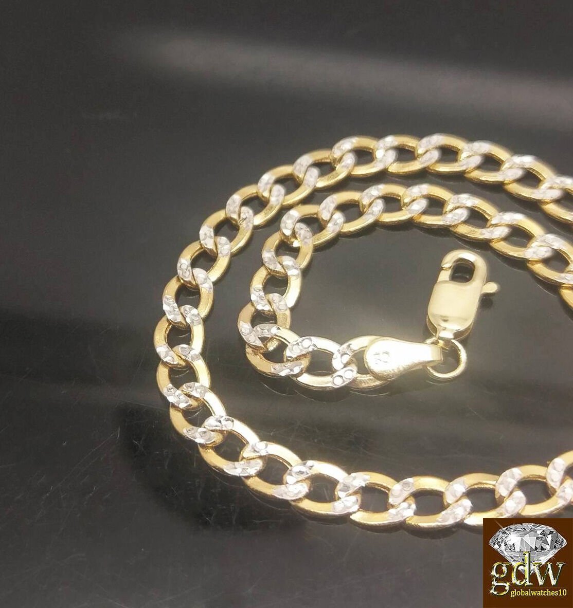 REAL 10k Gold Cuban Link Bracelet Diamond Cuts 9Inch Men Women - GoldenlinQ