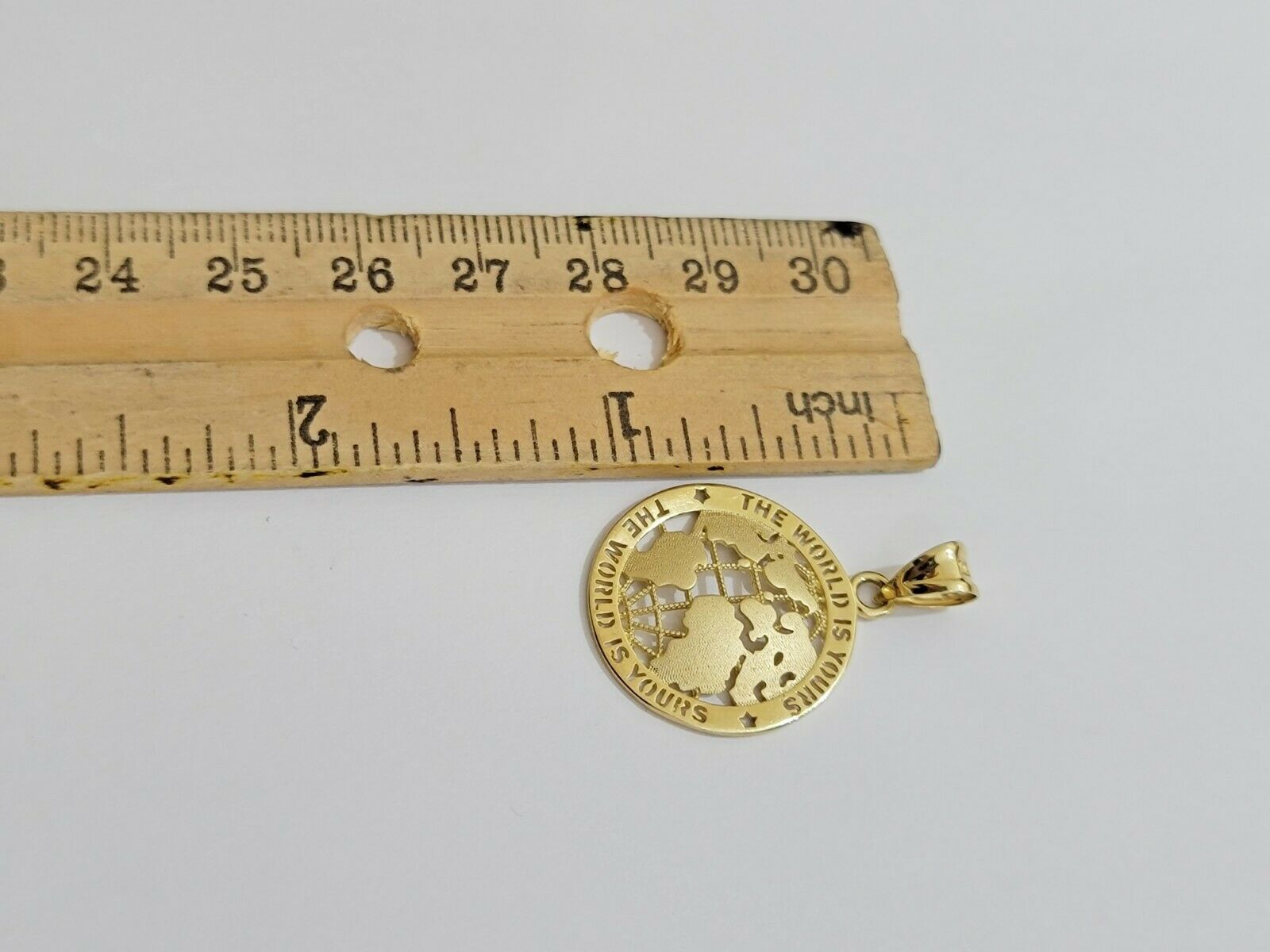 Real 10k Gold Cuban Link Chain Pendant Set 20" 3.5 mm Necklace World Map Charm - GoldenlinQ