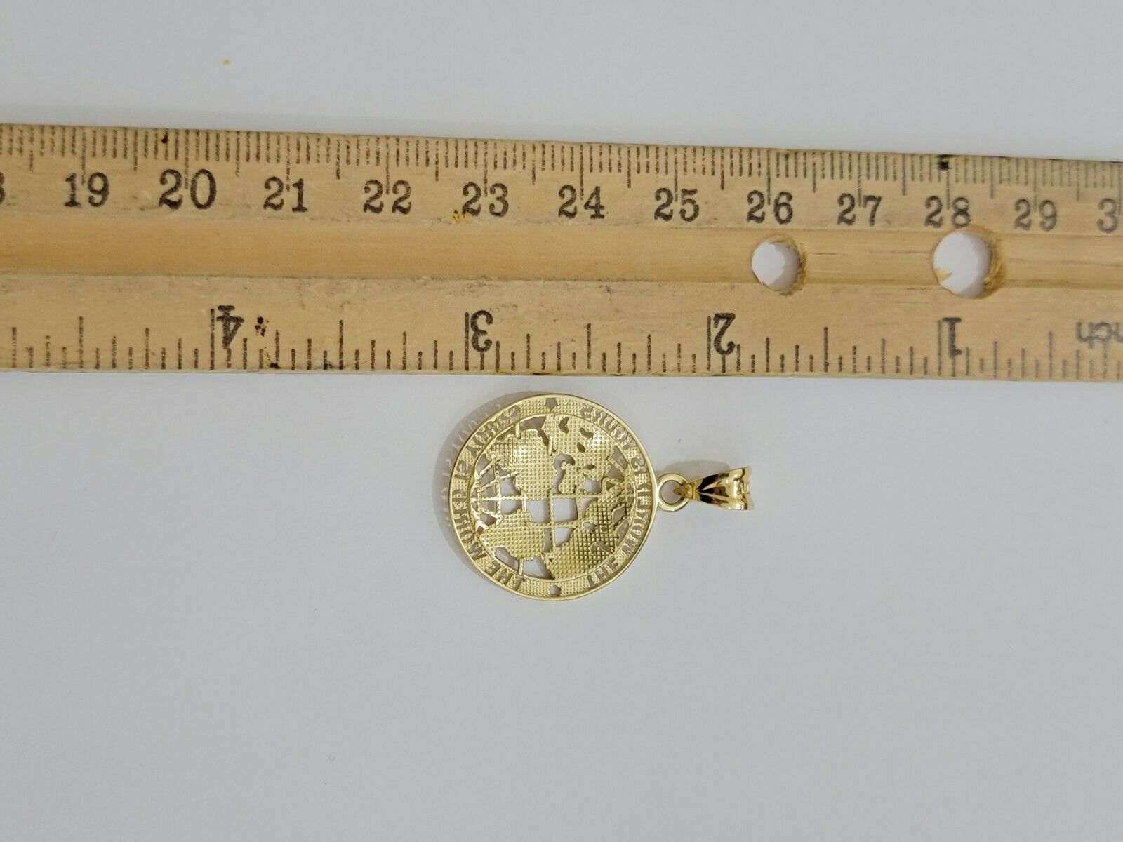 Real 10k Gold Cuban Link Chain Pendant Set 20" 3.5 mm Necklace World Map Charm - GoldenlinQ