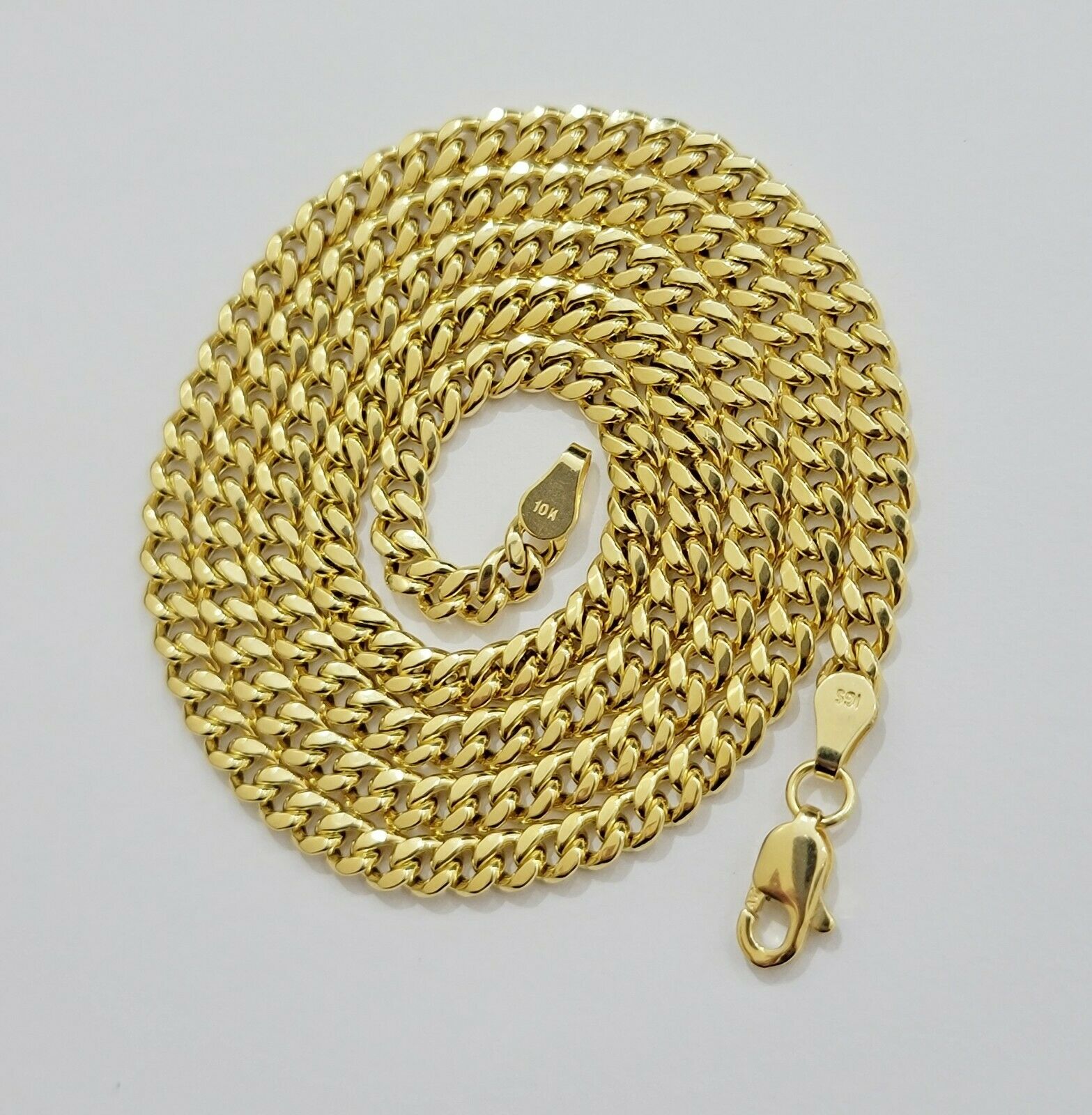 Real 10k Gold Cuban Link Chain Pendant Set 20" 3.5 mm Necklace World Map Charm - GoldenlinQ