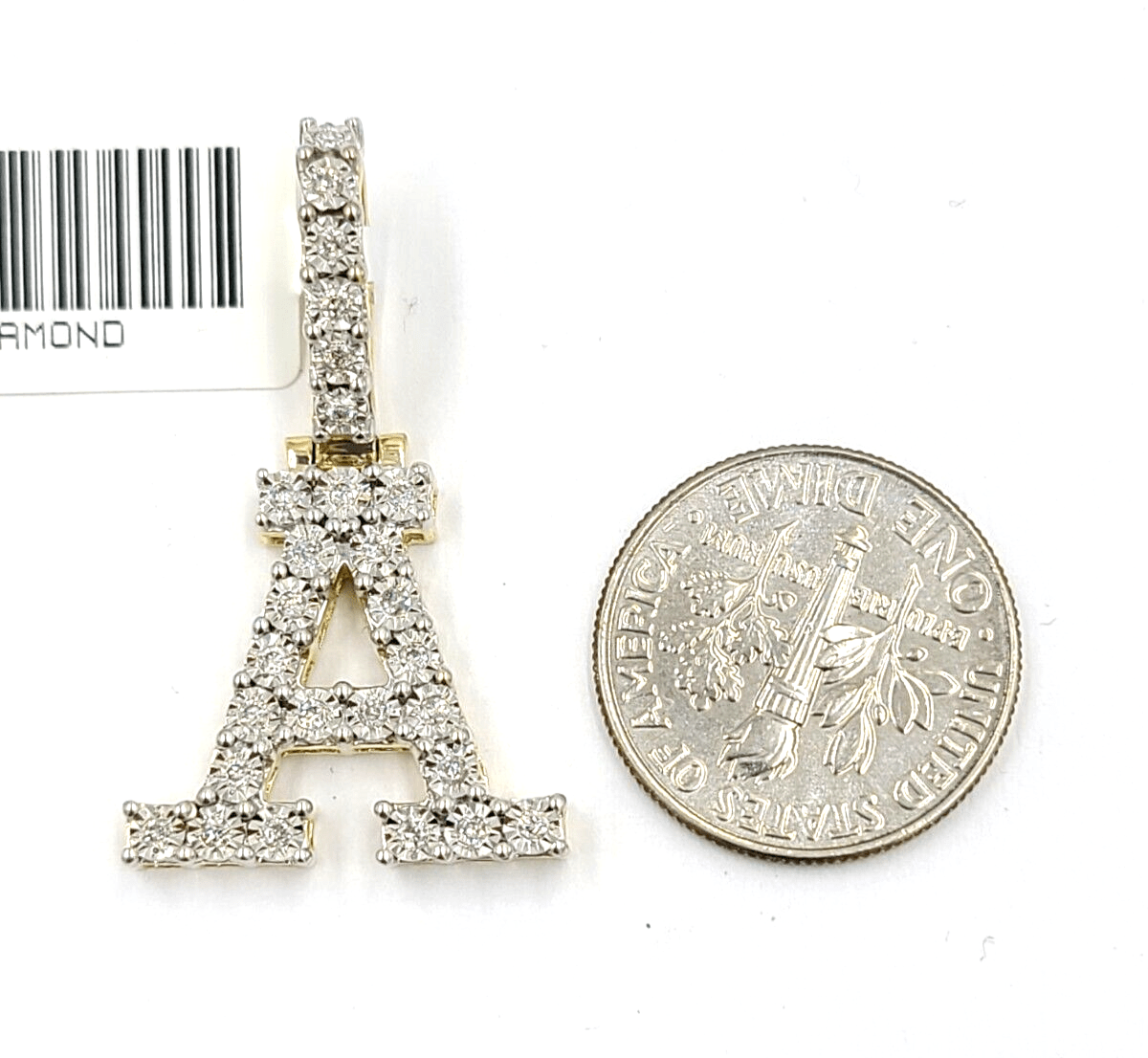 Real 10k Gold & Diamond Letter "A" Initial Alphabet Charm/Pendant 1.25". - GoldenlinQ