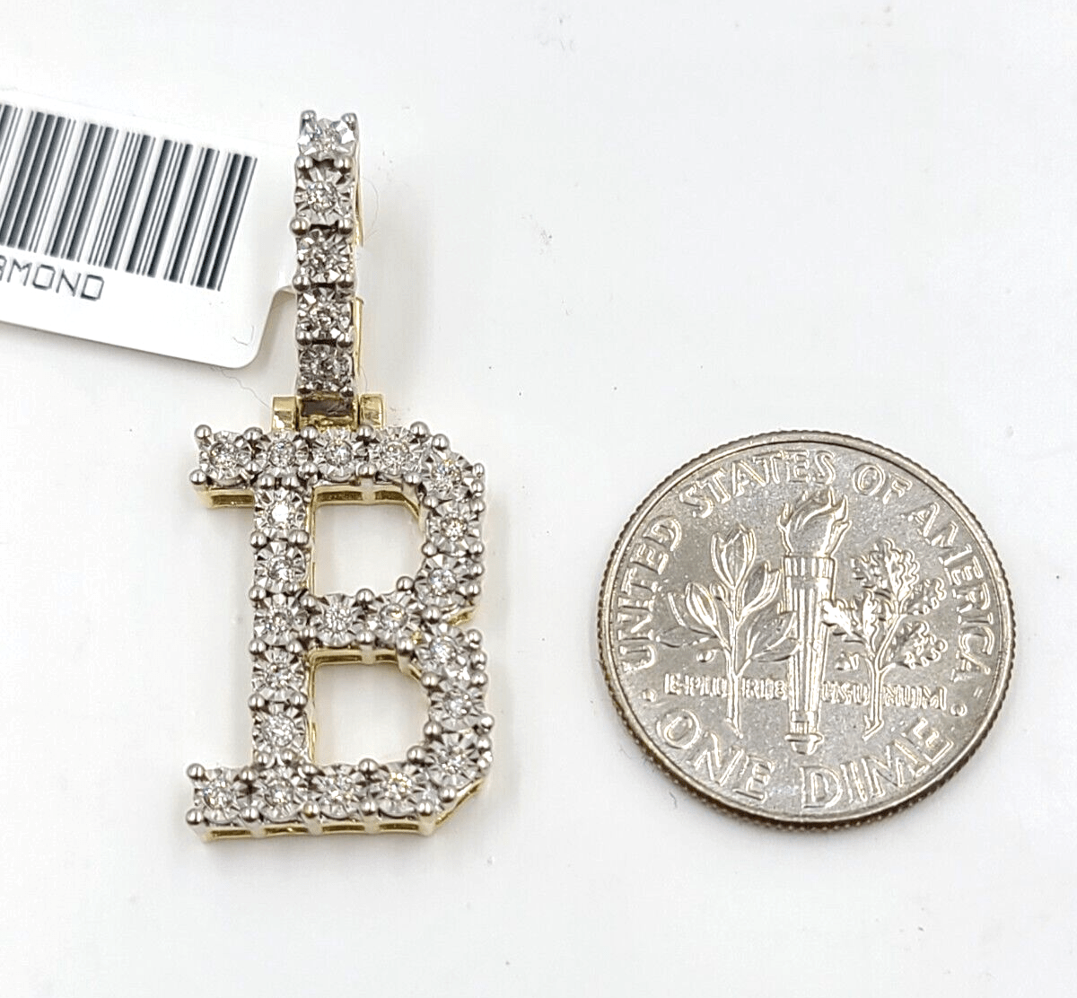 Real 10k Gold & Diamond Letter "B" Initial Alphabet Charm/Pendant 1.25". - GoldenlinQ