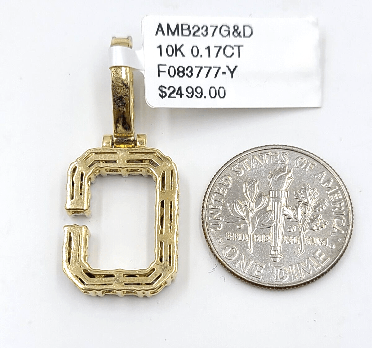 Real 10k Gold & Diamond Letter "C" Initial Alphabet Charm/Pendant 1.25". - GoldenlinQ