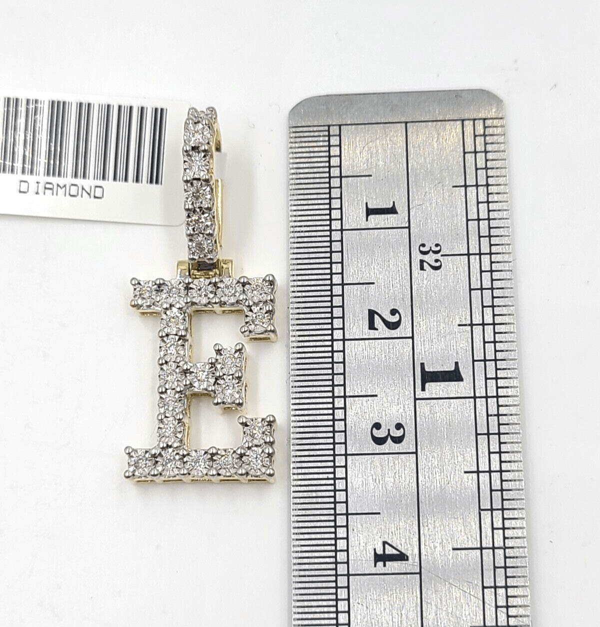 Real 10k Gold & Diamond Letter "E" Initial Alphabet Charm/Pendant 1.25". - GoldenlinQ