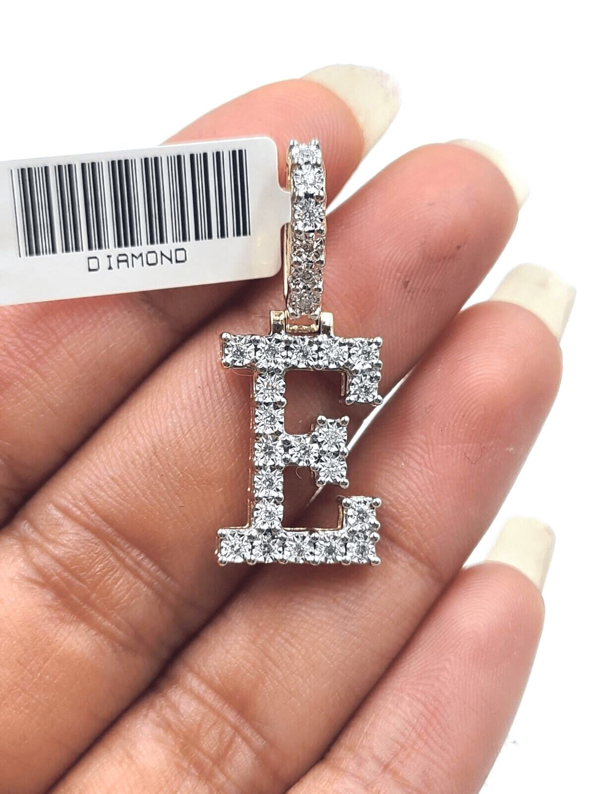 Real 10k Gold & Diamond Letter "E" Initial Alphabet Charm/Pendant 1.25". - GoldenlinQ
