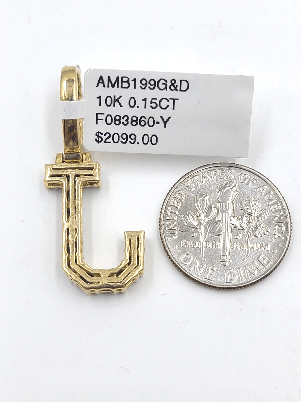 Real 10k Gold & Diamond Letter "J" Initial Alphabet Charm/Pendant 1.25". - GoldenlinQ