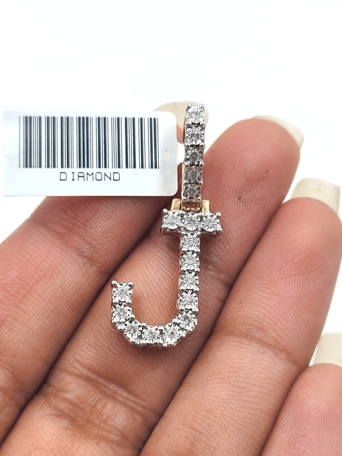 Real 10k Gold & Diamond Letter "J" Initial Alphabet Charm/Pendant 1.25". - GoldenlinQ