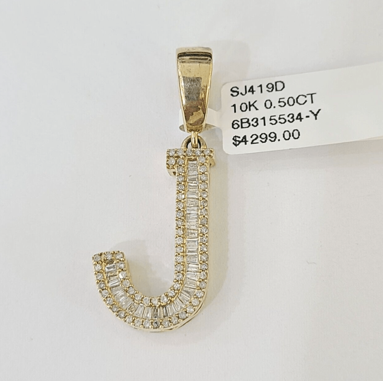 Real 10k Gold Diamond Letter "J" Initial Alphabet Charm/Pendant Yellow Real - GoldenlinQ