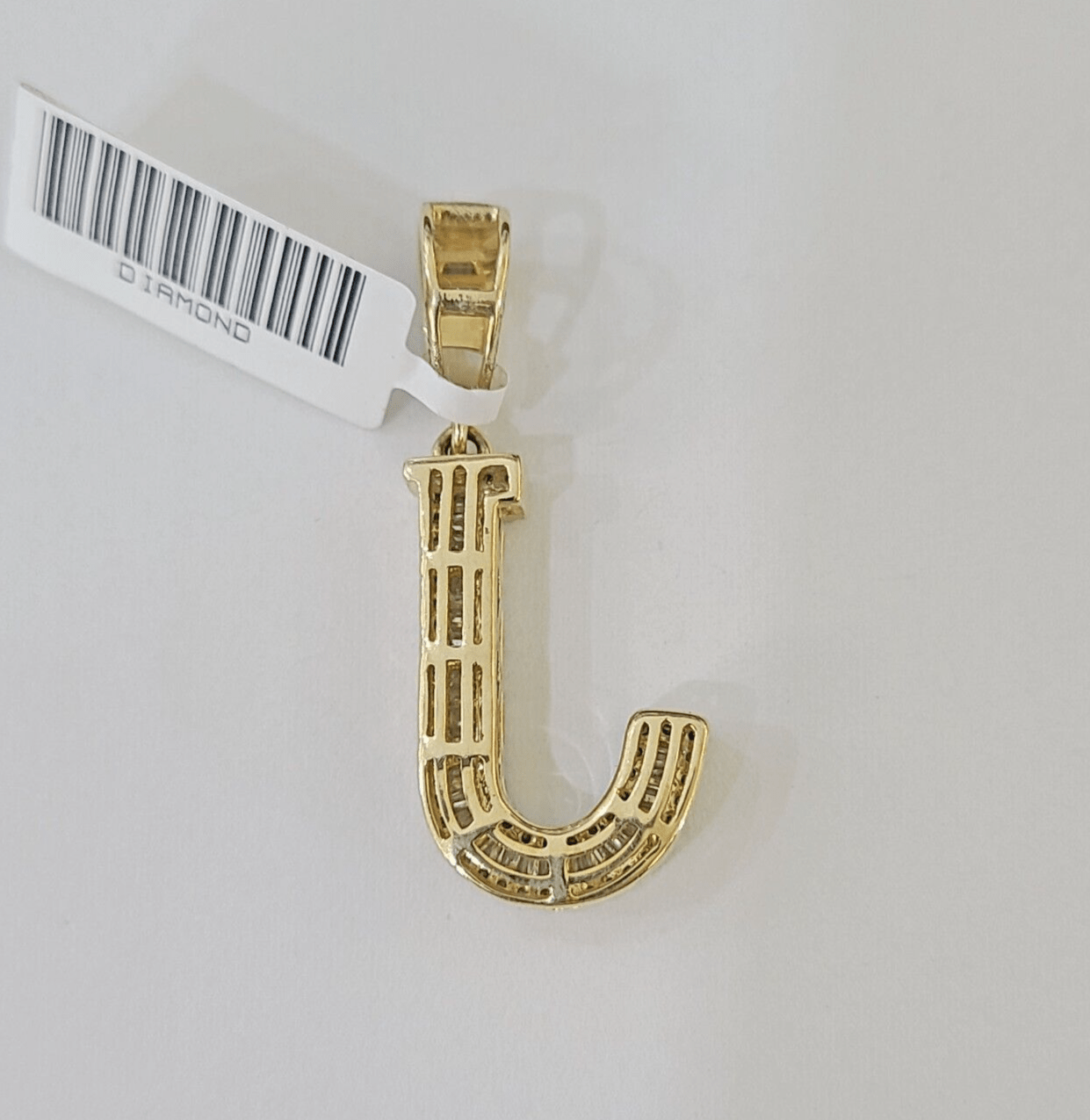 Real 10k Gold Diamond Letter "J" Initial Alphabet Charm/Pendant Yellow Real - GoldenlinQ