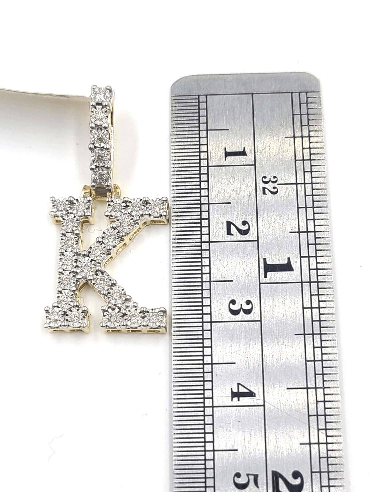 Real 10k Gold & Diamond Letter "K" Initial Alphabet Charm/Pendant 1.25". - GoldenlinQ