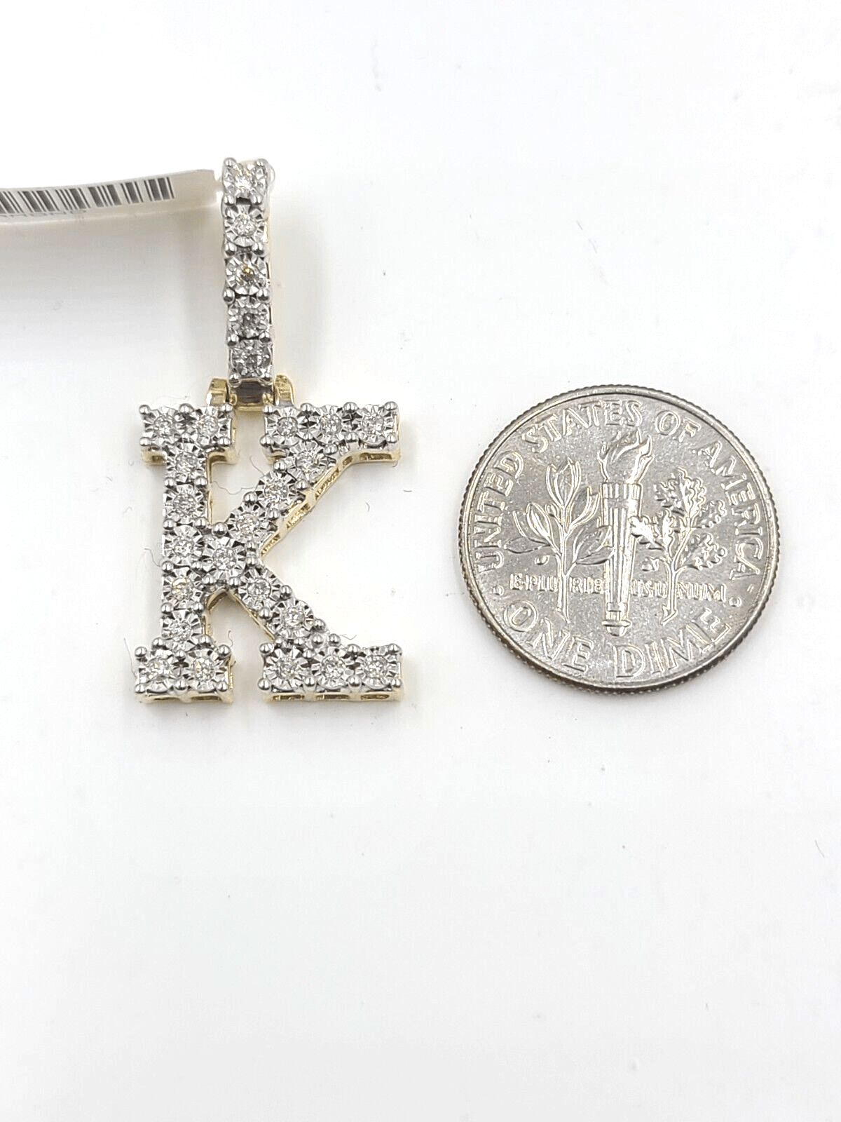 Real 10k Gold & Diamond Letter "K" Initial Alphabet Charm/Pendant 1.25". - GoldenlinQ