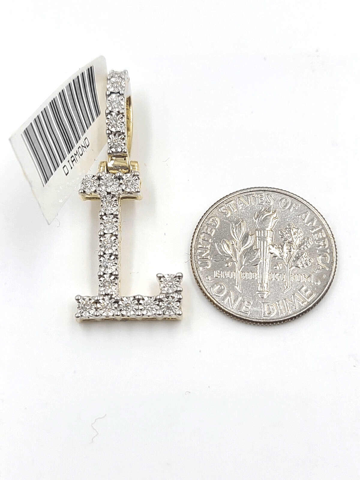 Real 10k Gold & Diamond Letter "L" Initial Alphabet Charm/Pendant 1.25". - GoldenlinQ
