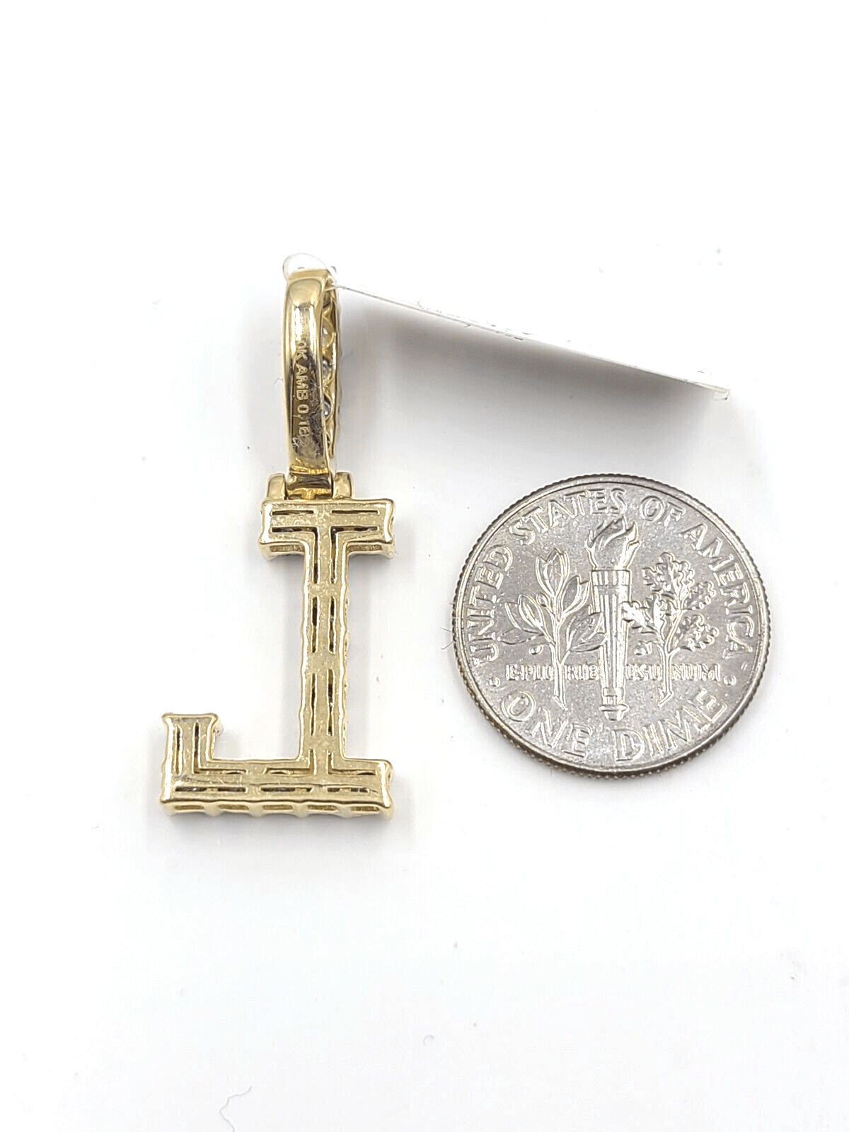 Real 10k Gold & Diamond Letter "L" Initial Alphabet Charm/Pendant 1.25". - GoldenlinQ