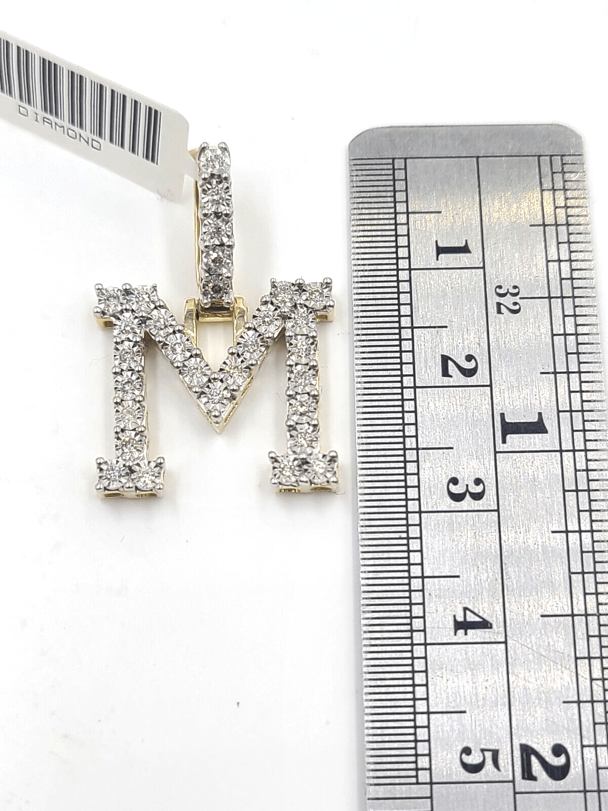 Real 10k Gold & Diamond Letter "M" Initial Alphabet Charm/Pendant 1.25". - GoldenlinQ