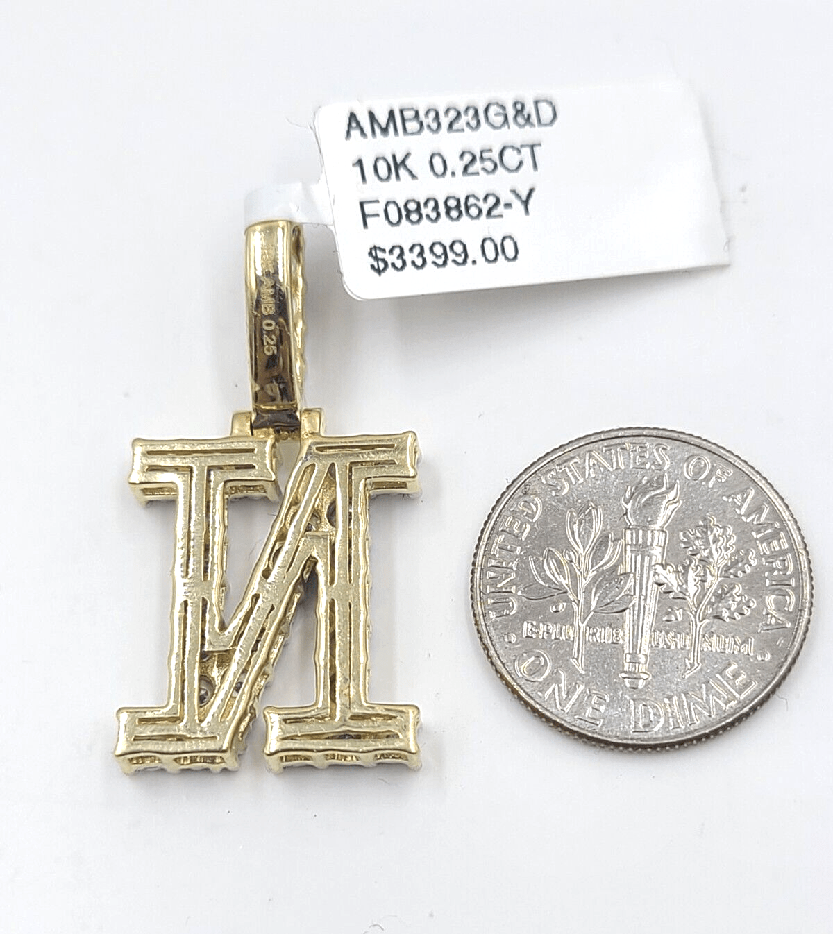 Real 10k Gold & Diamond Letter "N" Initial Alphabet Charm/Pendant 1.25". - GoldenlinQ