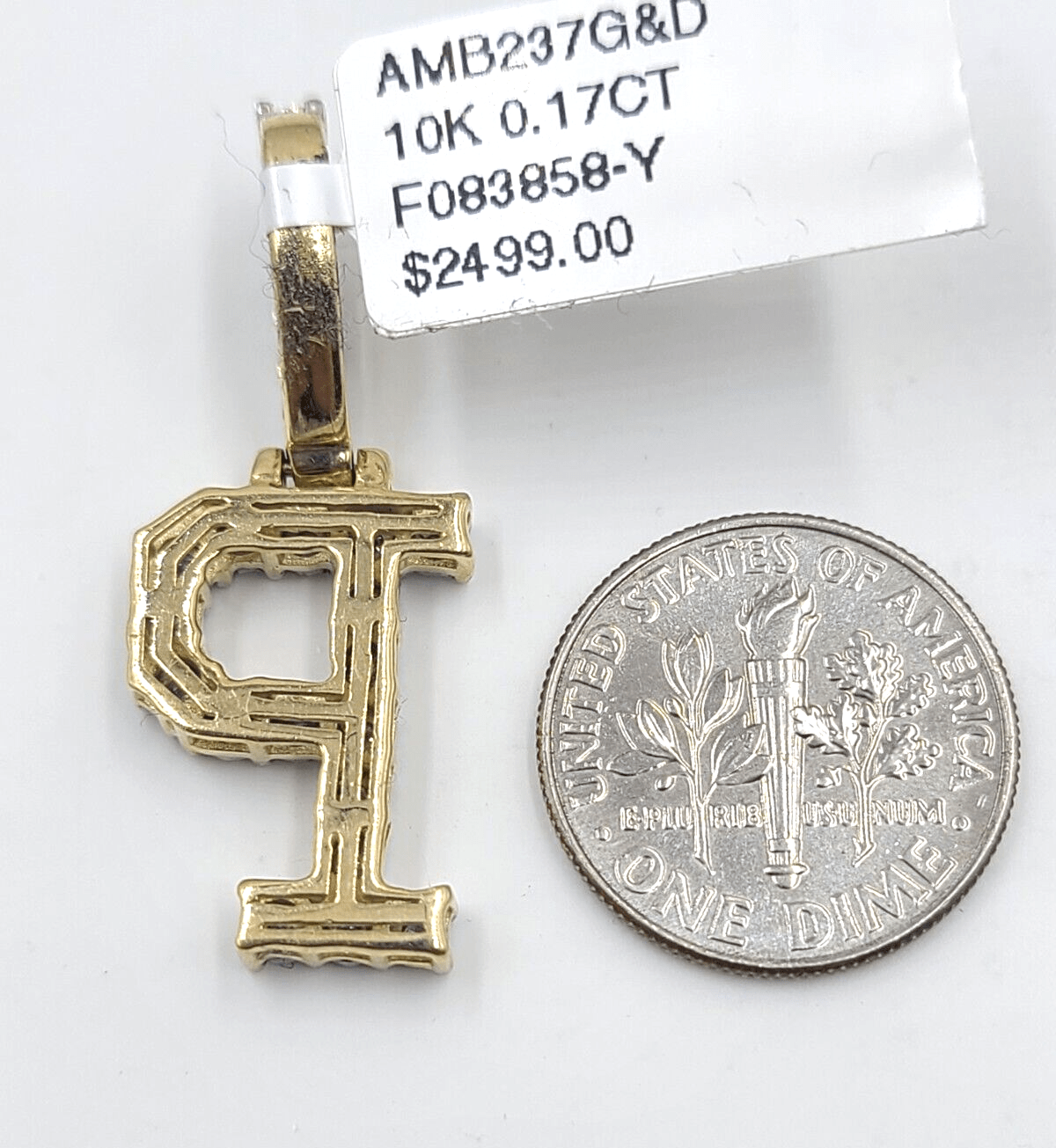 Real 10k Gold & Diamond Letter "P" Initial Alphabet Charm/Pendant 1.25". - GoldenlinQ
