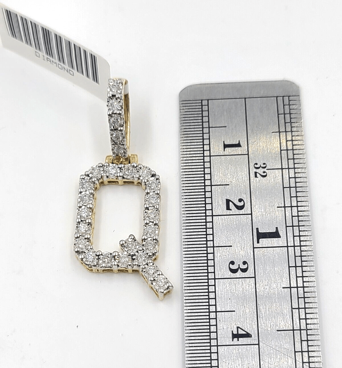 Real 10k Gold & Diamond Letter "Q" Initial Alphabet Charm/Pendant 1.25". - GoldenlinQ