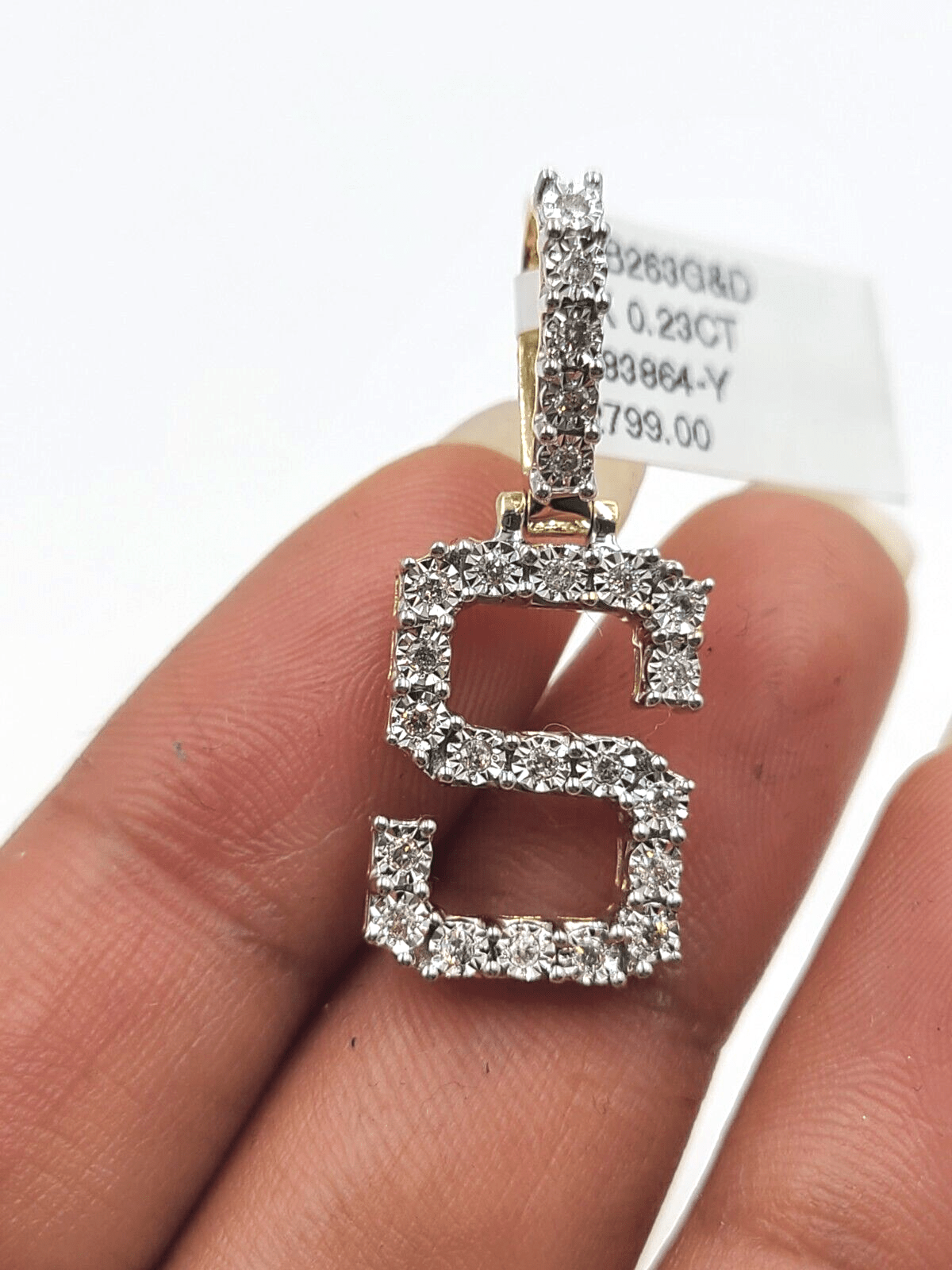 Real 10k Gold & Diamond Letter "S" Initial Alphabet Charm/Pendant 1.25". - GoldenlinQ