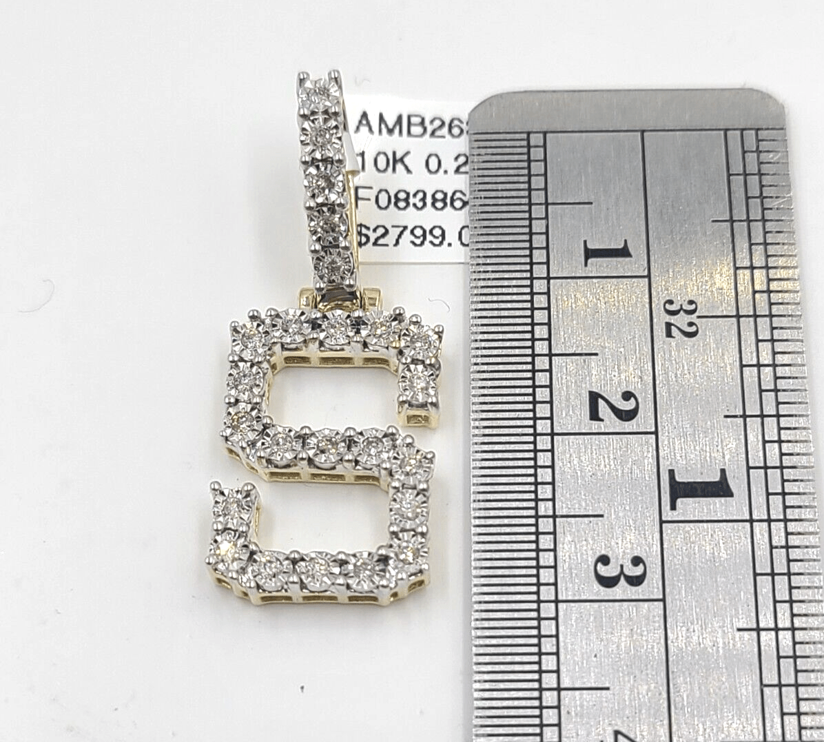 Real 10k Gold & Diamond Letter "S" Initial Alphabet Charm/Pendant 1.25". - GoldenlinQ