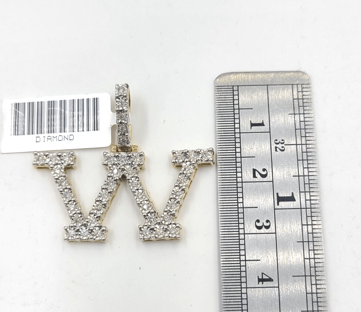 Real 10k Gold & Diamond Letter W Initial Alphabet Charm Pendant 1.25". - GoldenlinQ