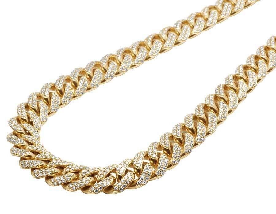 REAL 10k Gold Diamond Necklace Chain Miami cuban Link Tennis 26" 11mm 23CT SOLID - GoldenlinQ