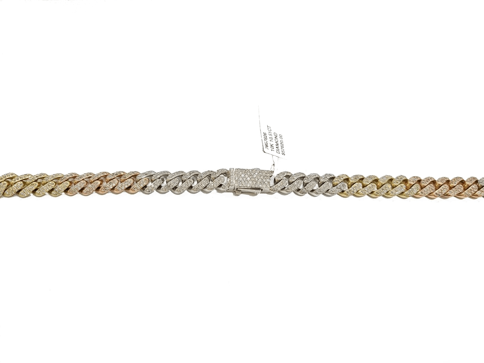 Real 10k Gold Diamond Necklace cuban Link Chain 20" 8mm 10 CT Tri color Gold men - GoldenlinQ