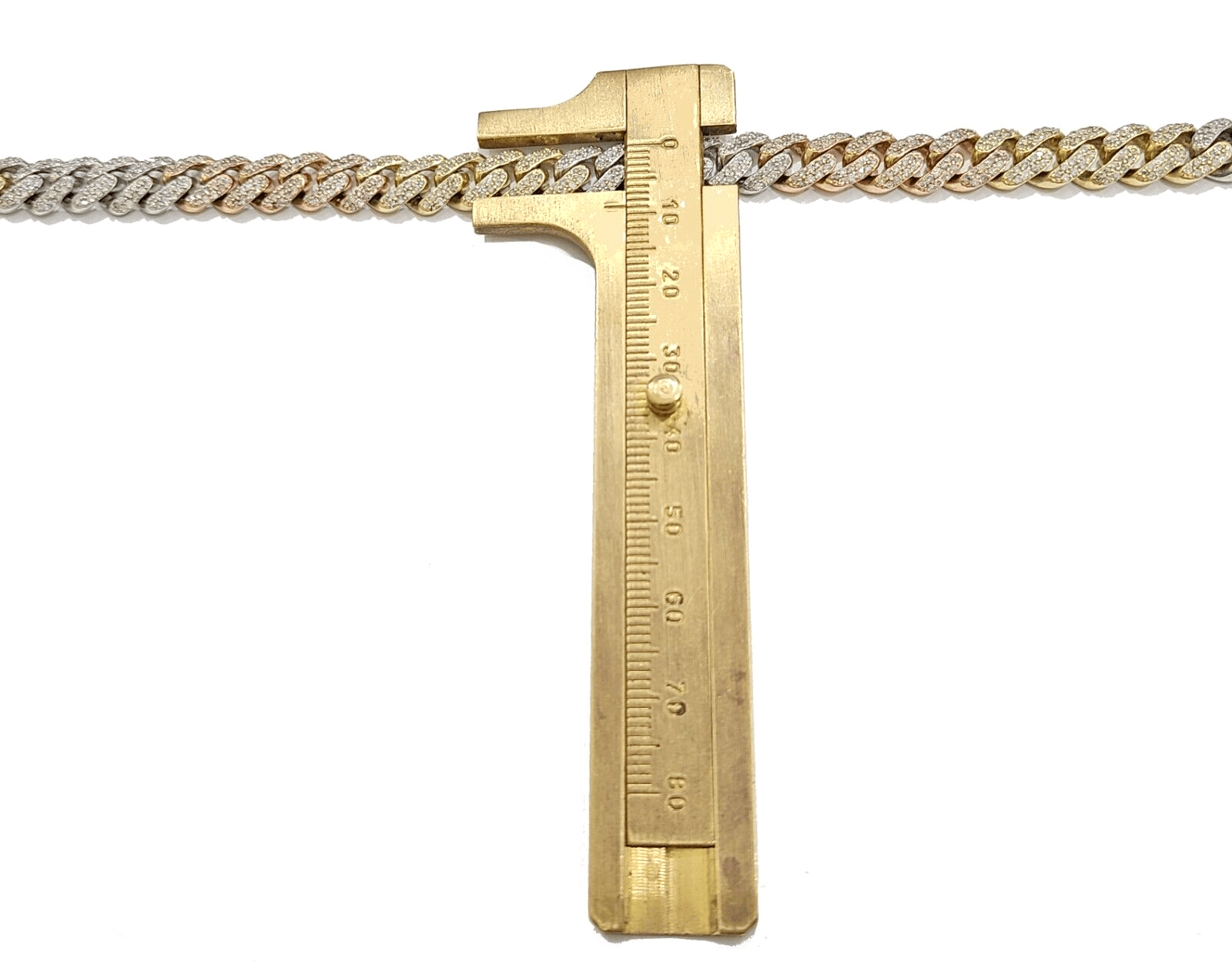 Real 10k Gold Diamond Necklace cuban Link Chain 20" 8mm 10 CT Tri color Gold men - GoldenlinQ