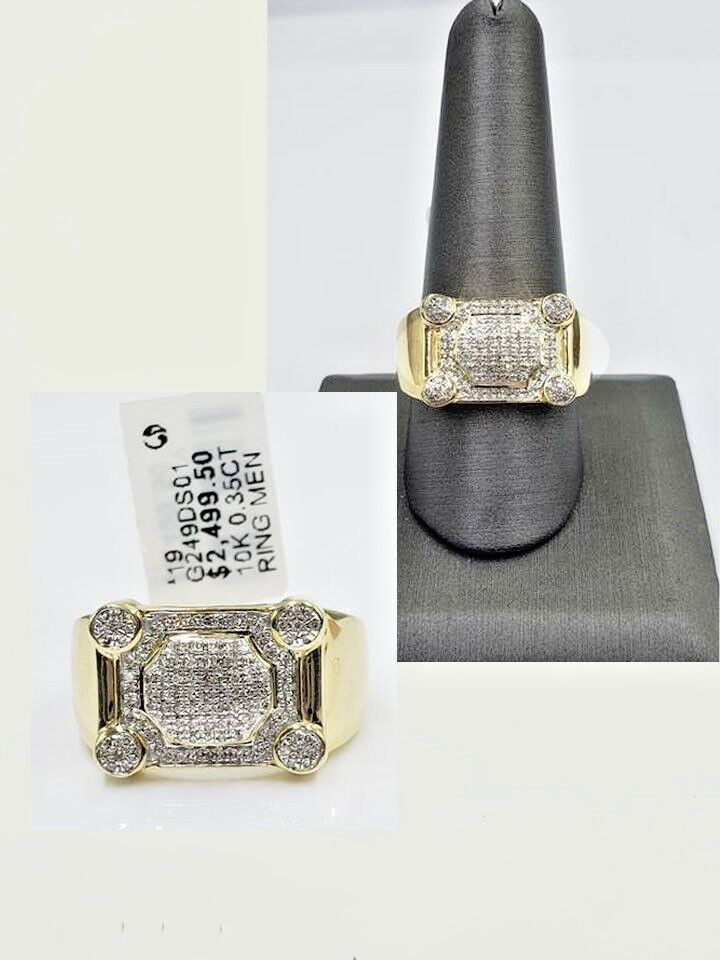 REAL 10k Gold Diamonds mens Ring Caual Or Pinky Wear 1/3CT Diamond Band SIZE 11 - GoldenlinQ