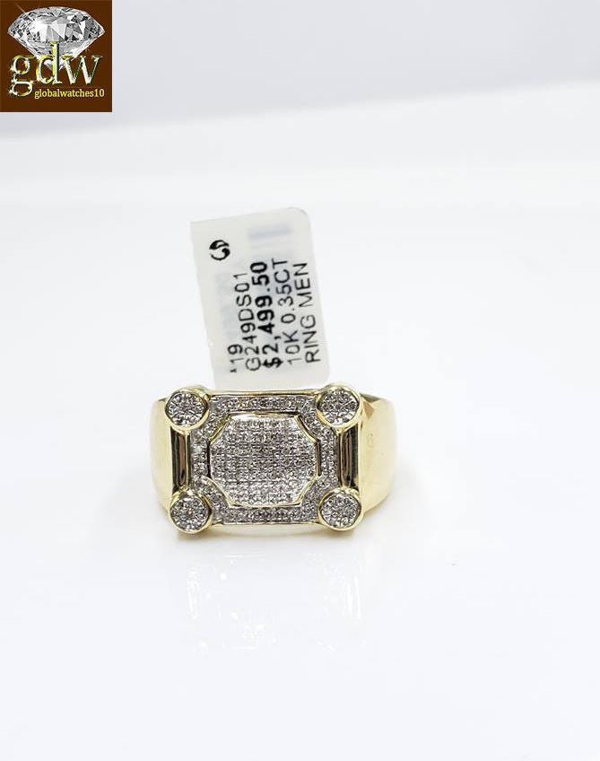 REAL 10k Gold Diamonds mens Ring Caual Or Pinky Wear 1/3CT Diamond Band SIZE 11 - GoldenlinQ