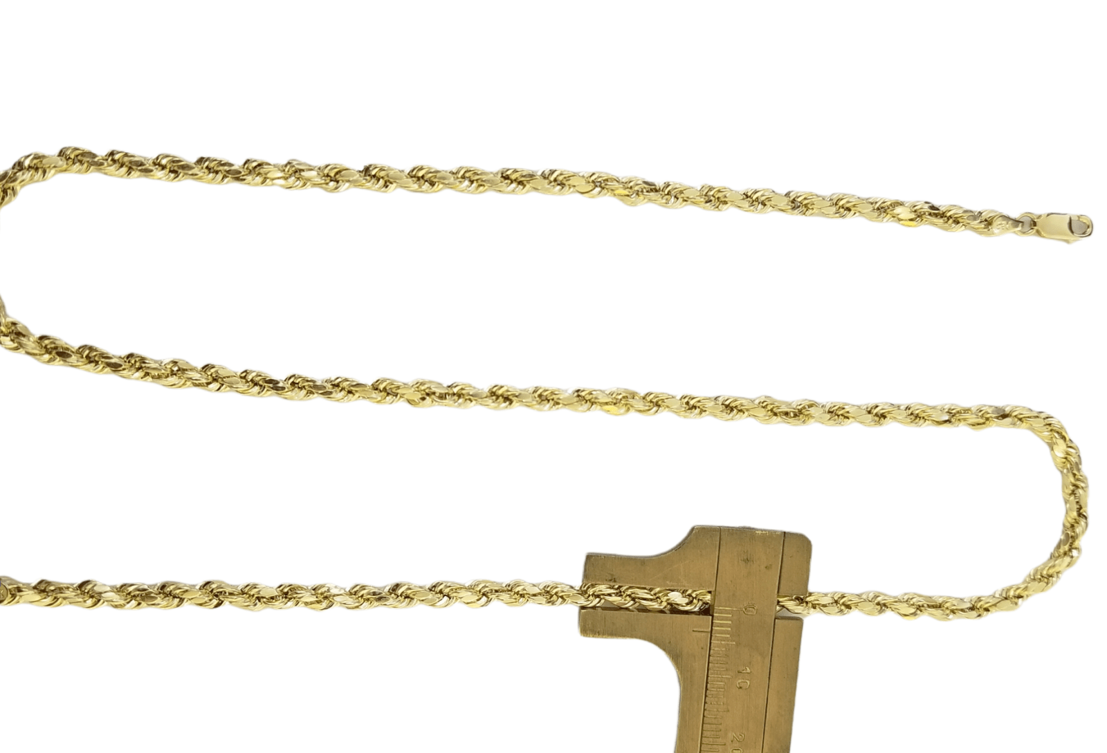 Real 10K Gold Egyptian Ankh Cross Pendent 4mm Rope Chain 18" 20" 22" 24" 26" 28" - GoldenlinQ