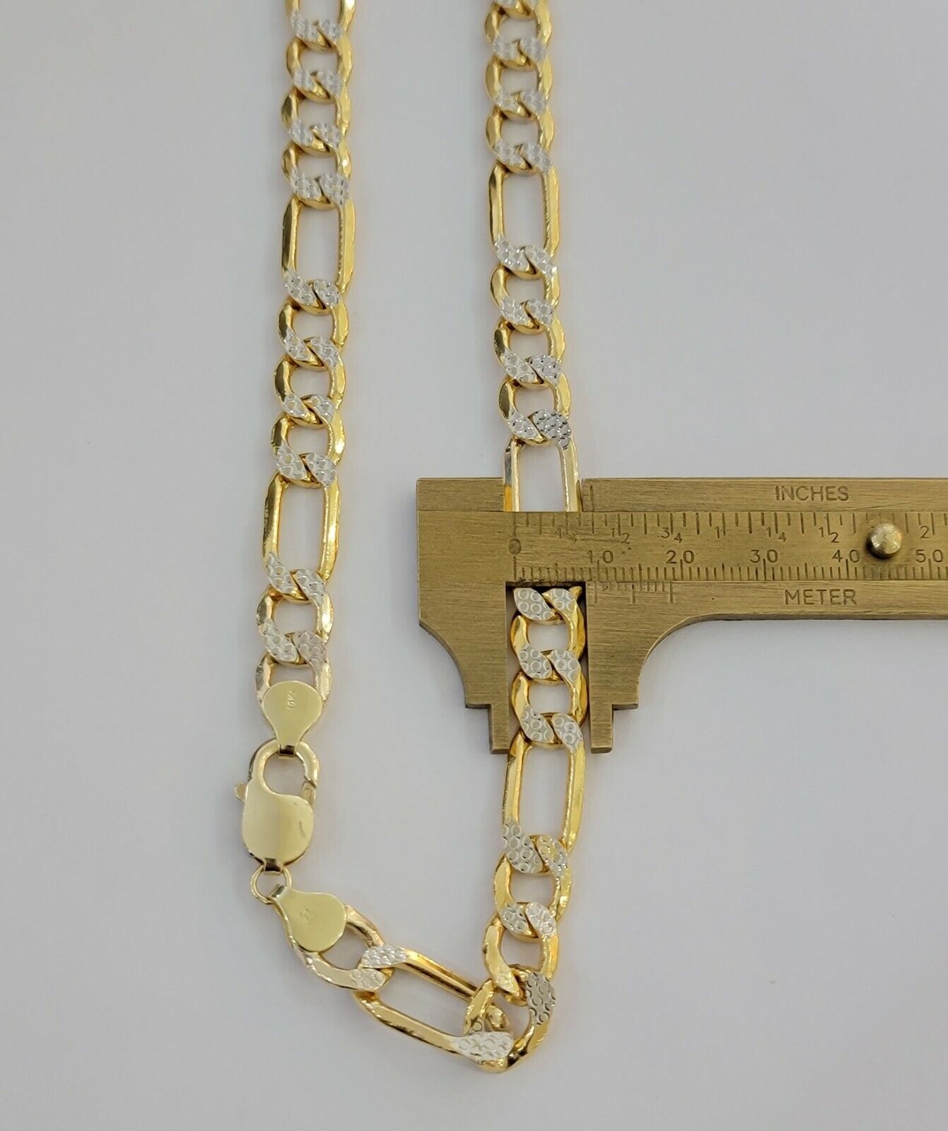 Real 10k Gold Figaro Chain Necklace 20" Inch Men's 9mm Two - tone Diamond Cuts - GoldenlinQ