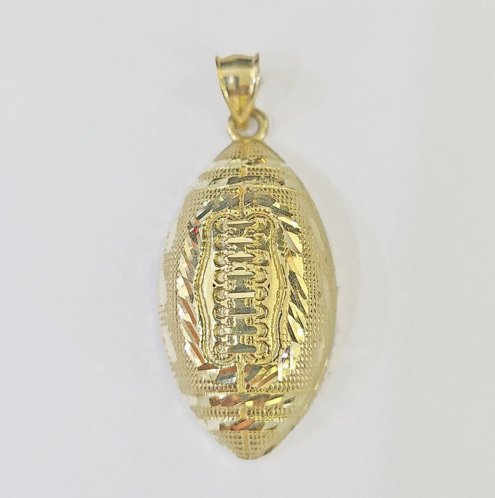 Real 10K Gold FootBall Charm Diamond Cut 10kt yellow Gold Charm - GoldenlinQ