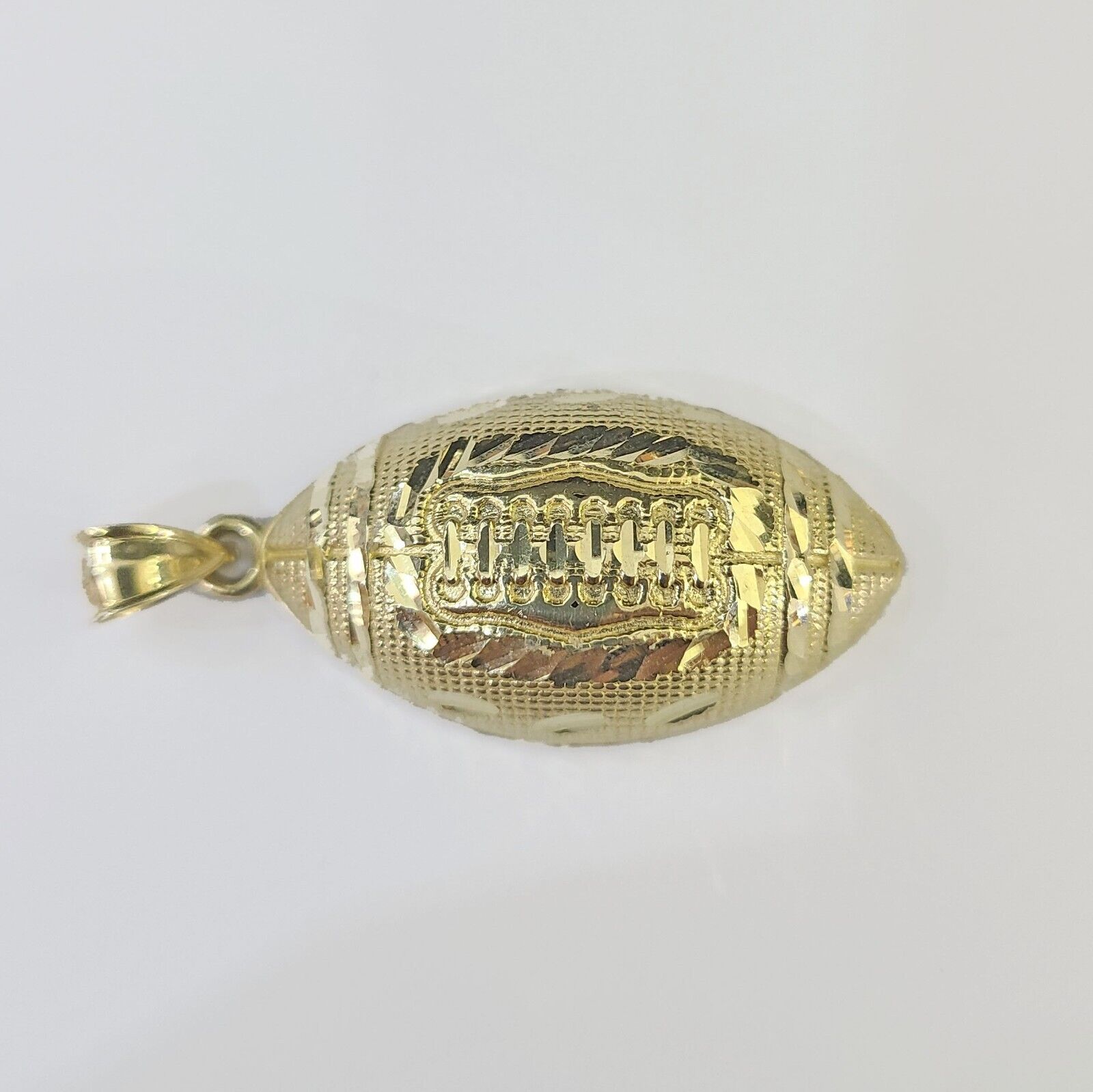 Real 10K Gold FootBall Charm Diamond Cut 10kt yellow Gold Charm - GoldenlinQ