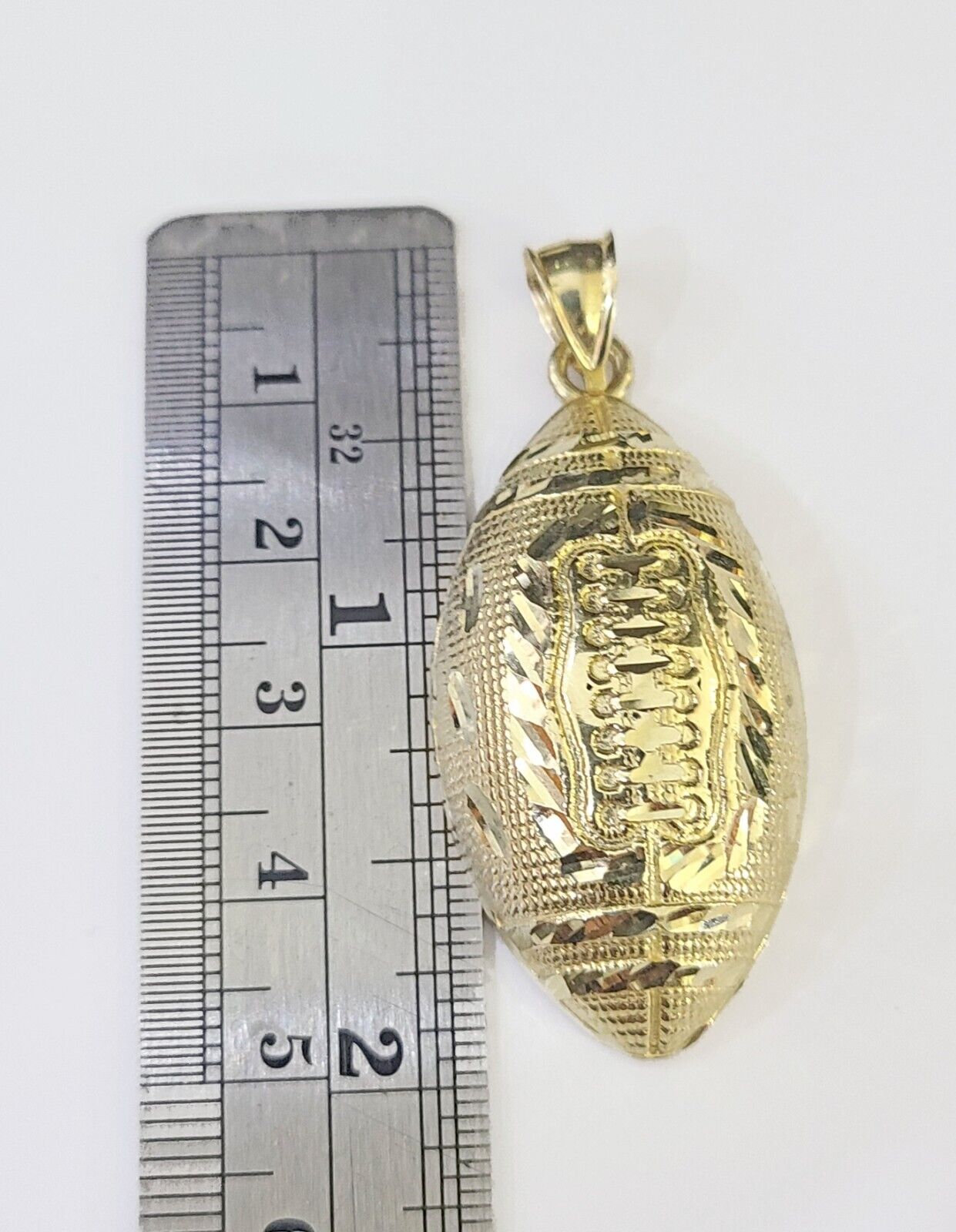 Real 10K Gold FootBall Charm Diamond Cut 10kt yellow Gold Charm - GoldenlinQ