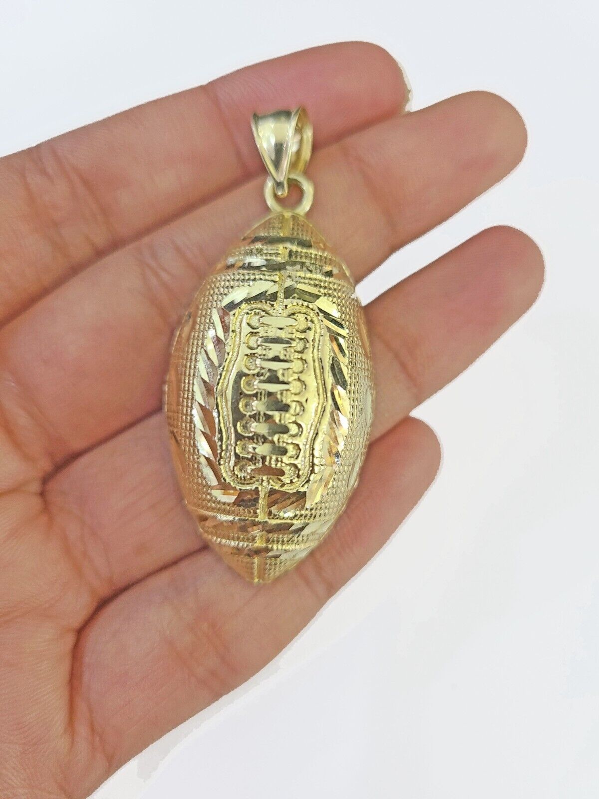 Real 10K Gold FootBall Charm Diamond Cut 10kt yellow Gold Charm - GoldenlinQ