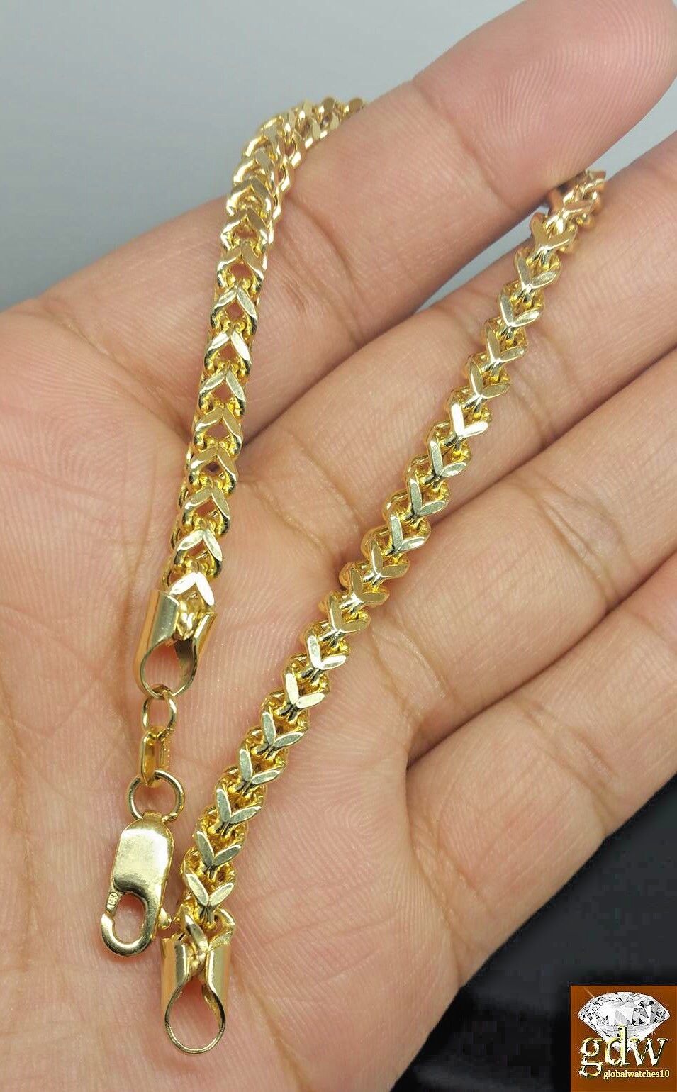 Real 10k Gold Franco Chain 28" Necklace & Bracelet 7.5" - 9" 4mm SET STRONG 10kt - GoldenlinQ