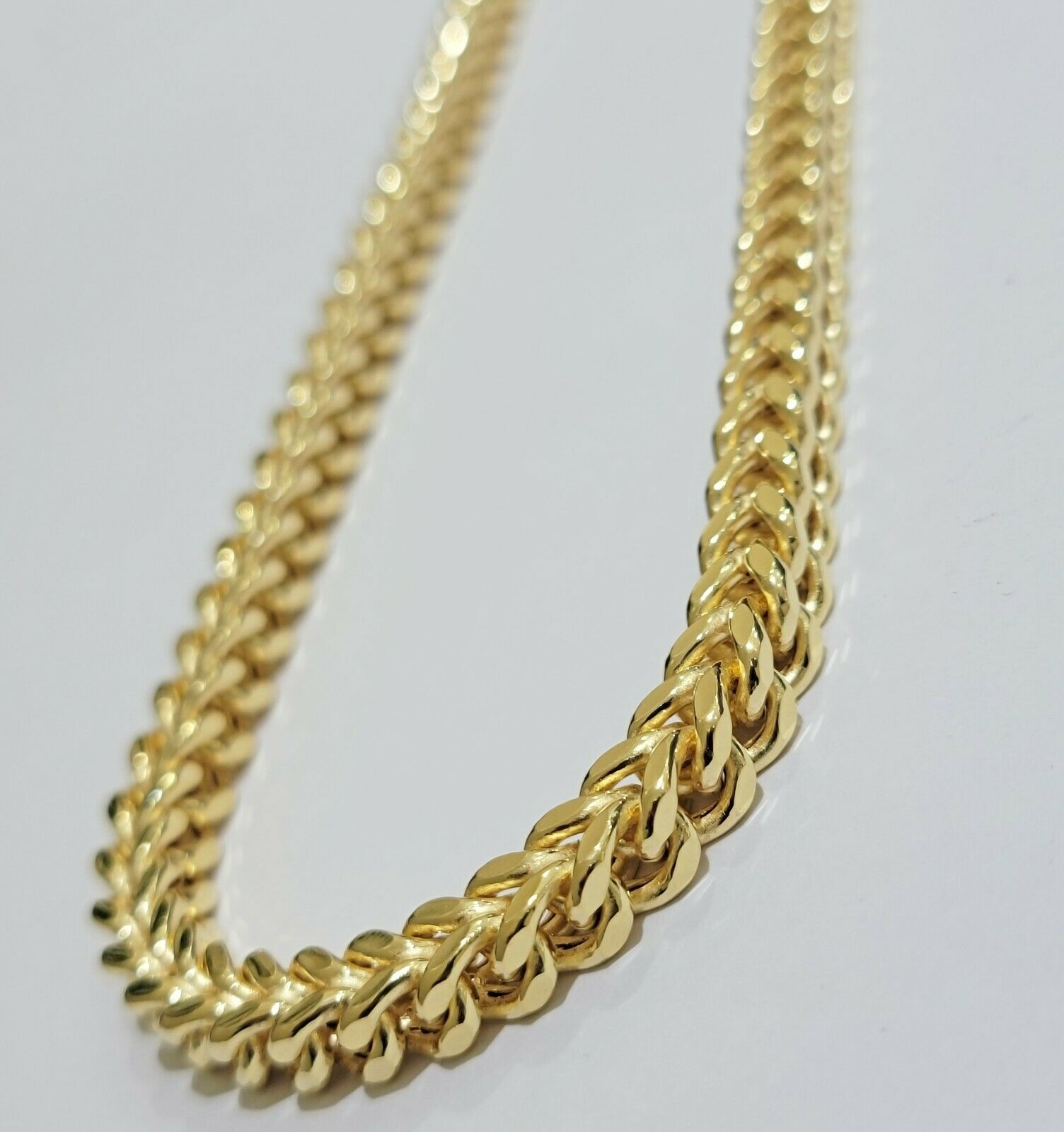 Real 10k Gold Franco Chain 7mm Necklace 22" Inch 10kt Thick & Strong For Men's - GoldenlinQ