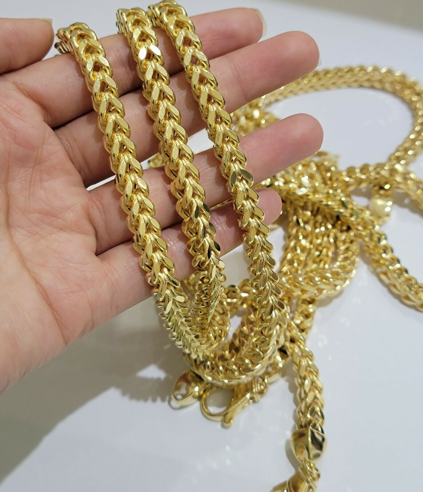 Real 10k Gold Franco Chain 7mm Necklace 26" Inch 10kt Thick & Strong For Men's - GoldenlinQ