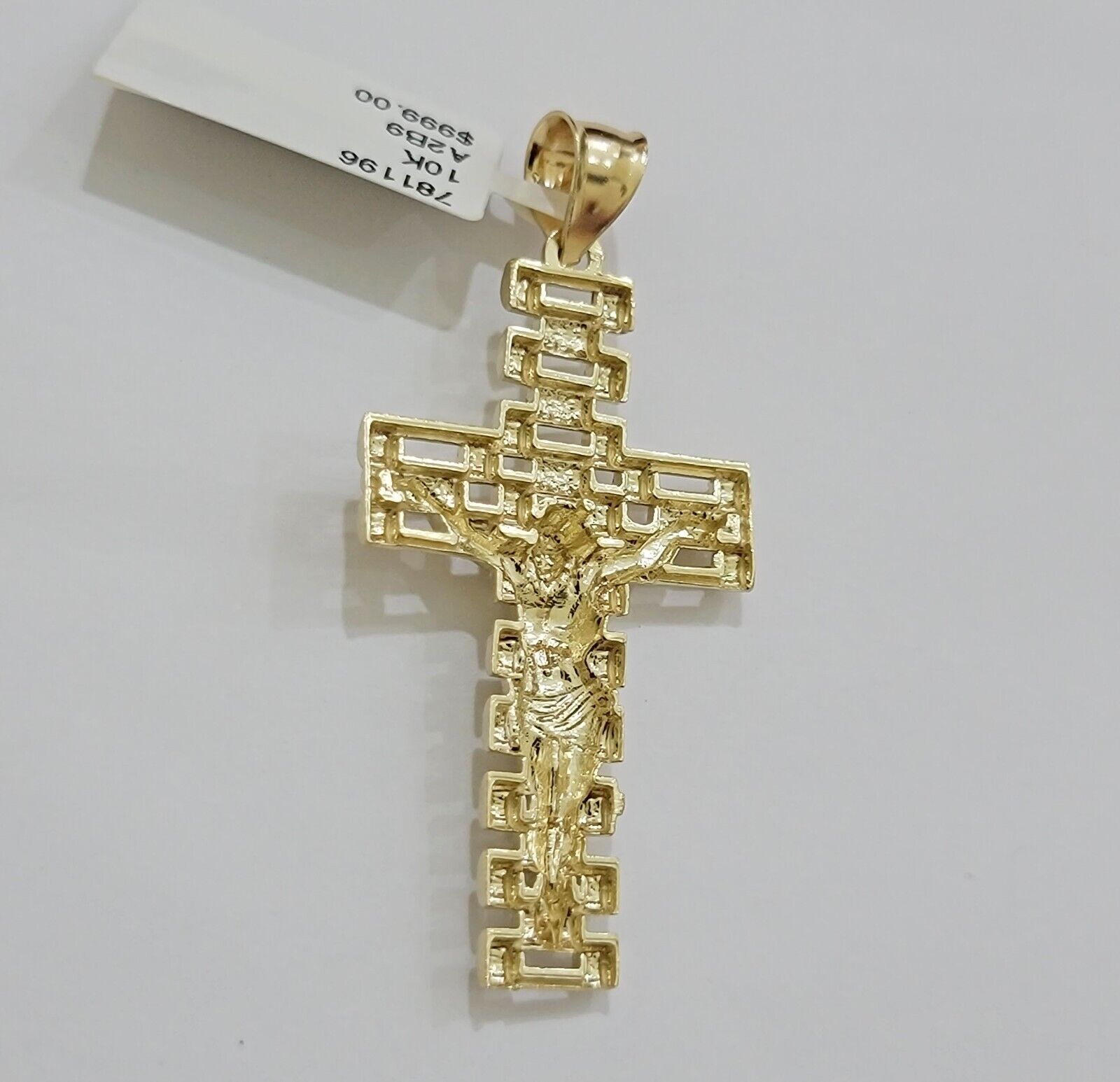 Real 10k Gold Franco Chain Cross Charm SET 18 - 24 Inch 2mm Necklace Jesus Pendant - GoldenlinQ