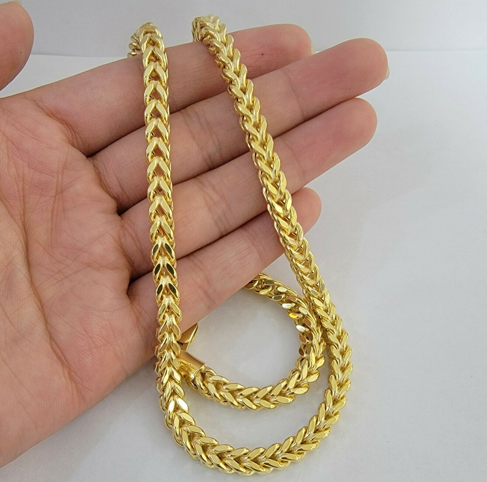 Real 10K Gold Franco Chain Men's Necklace 24" Necklace 7mm Thick, 10 KT STRONG - GoldenlinQ