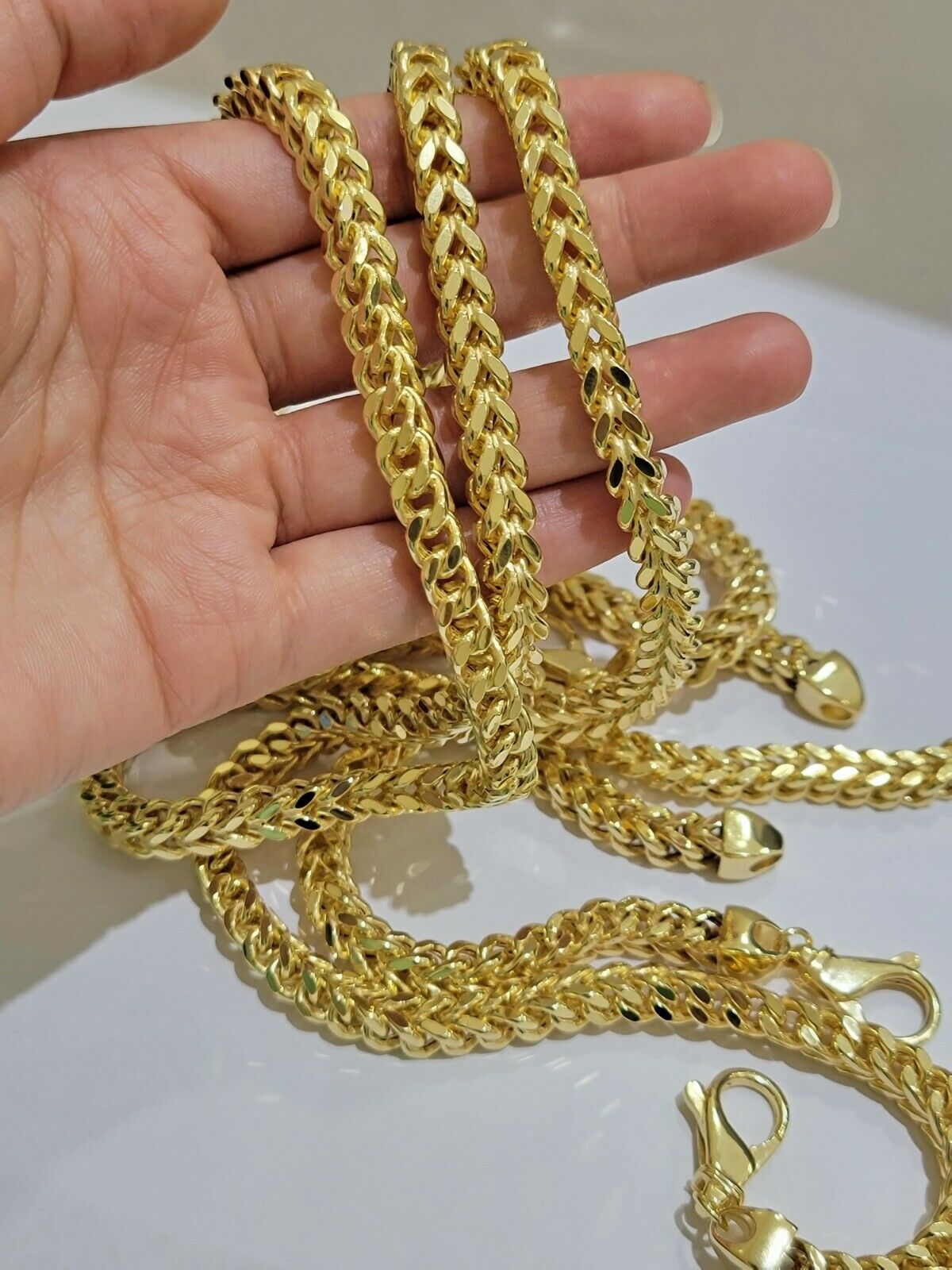 Real 10K Gold Franco Chain Men's Necklace 24" Necklace 7mm Thick, 10 KT STRONG - GoldenlinQ