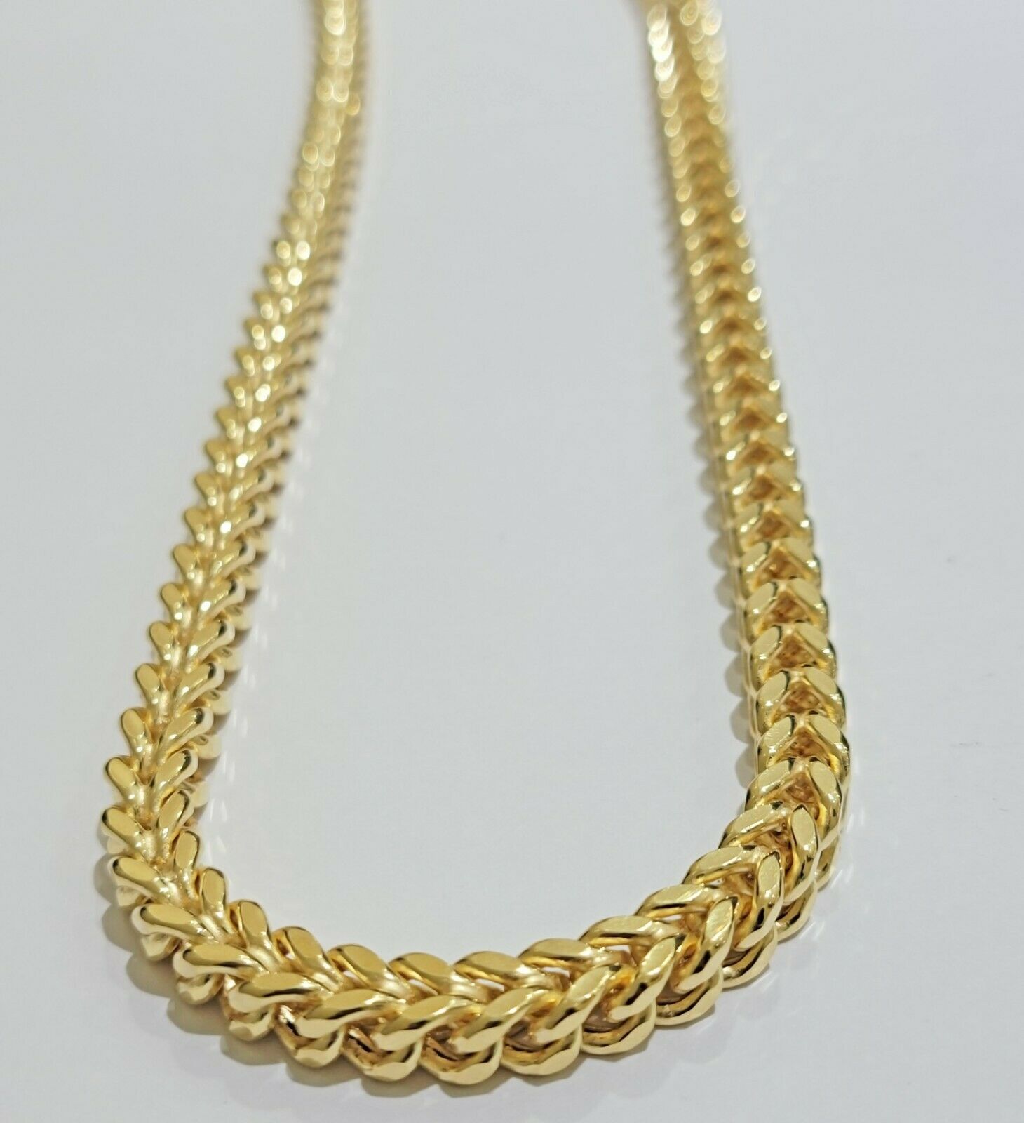 Real 10K Gold Franco Chain Men's Necklace 24" Necklace 7mm Thick, 10 KT STRONG - GoldenlinQ