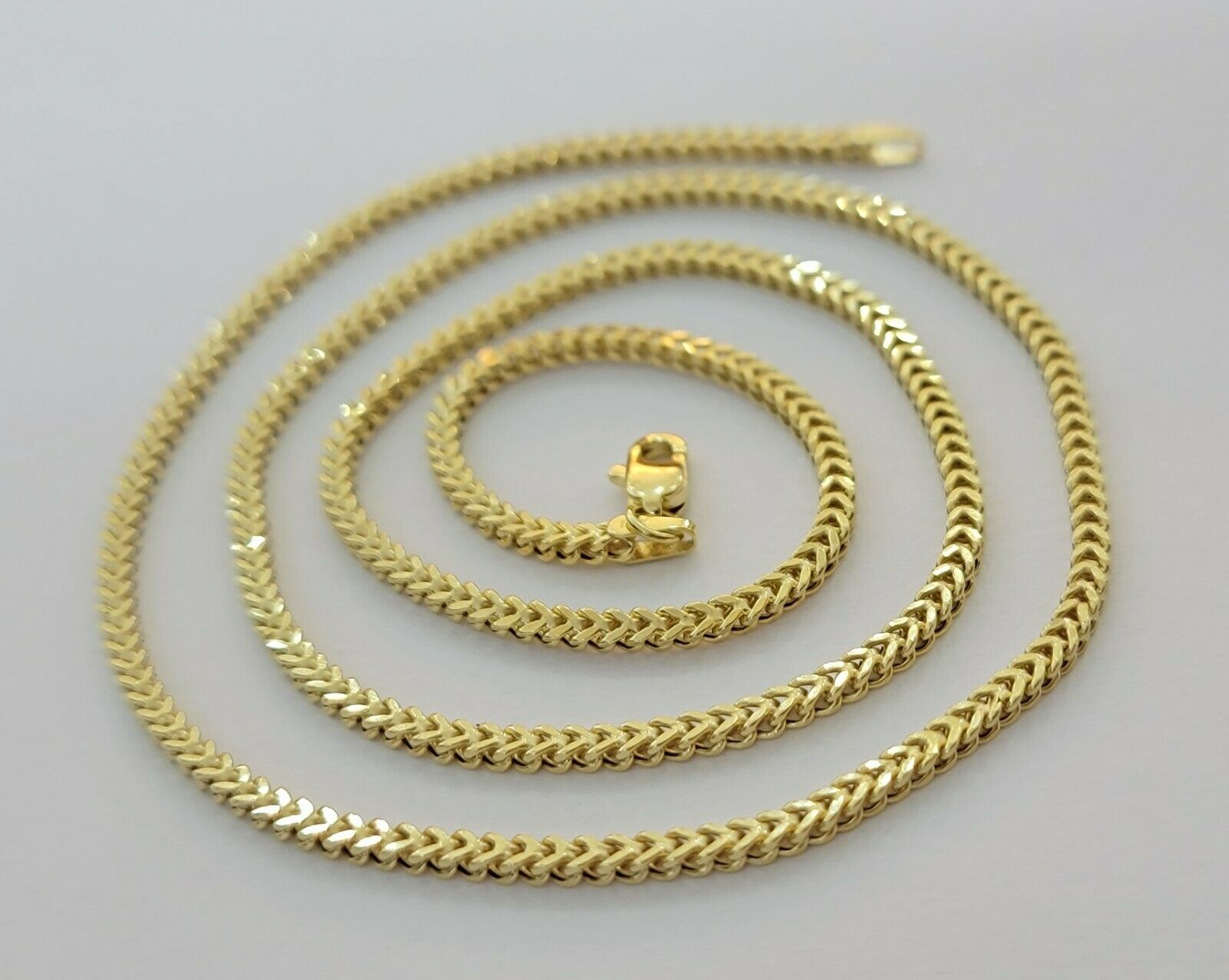 Real 10k Gold Franco chain Necklace 2.5mm 10KT Yellow Gold 16" - 26" STRONG CHAIN - GoldenlinQ