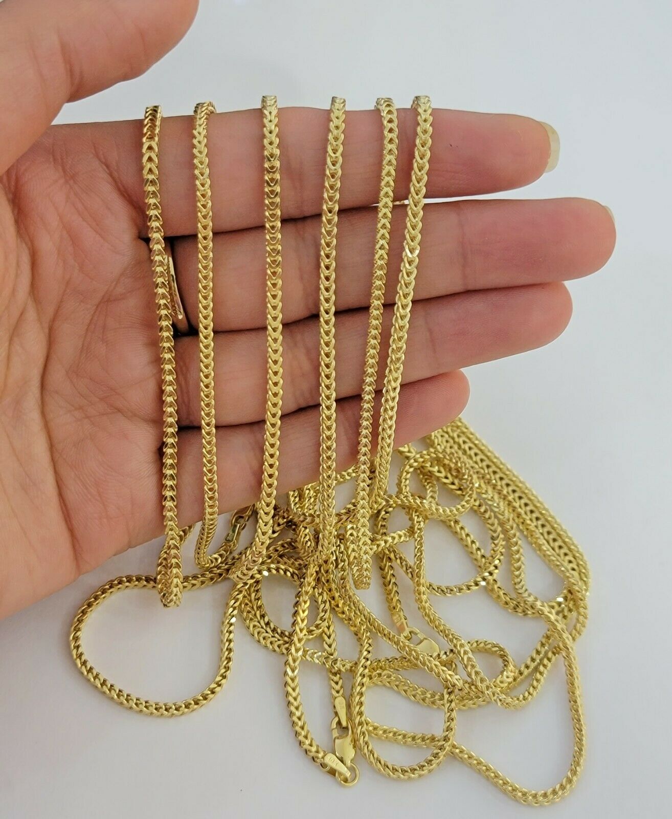 Real 10k Gold Franco chain Necklace 2.5mm 10KT Yellow Gold 16" - 26" STRONG CHAIN - GoldenlinQ