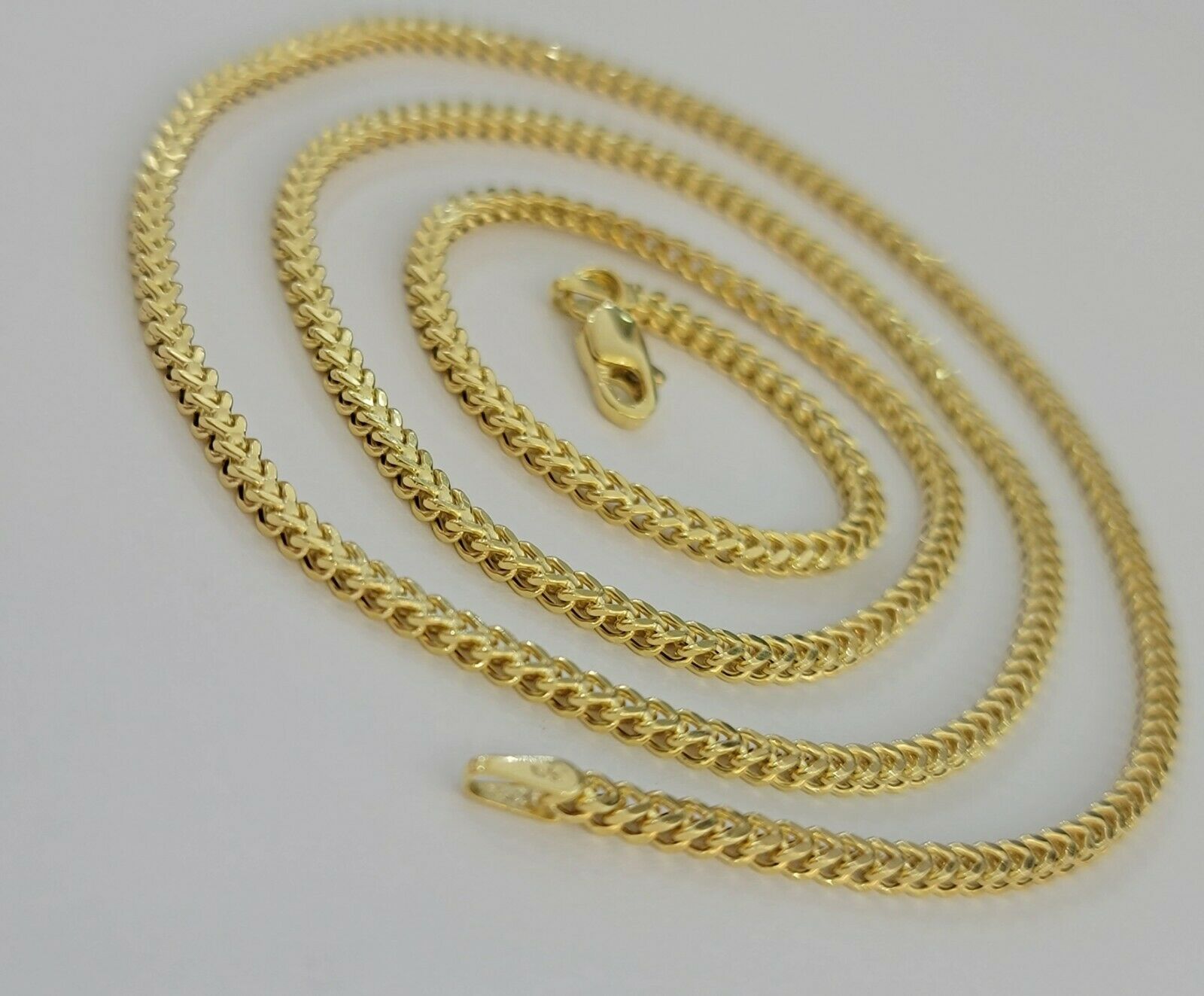 Real 10k Gold Franco chain Necklace 2.5mm 10KT Yellow Gold 16" - 26" STRONG CHAIN - GoldenlinQ