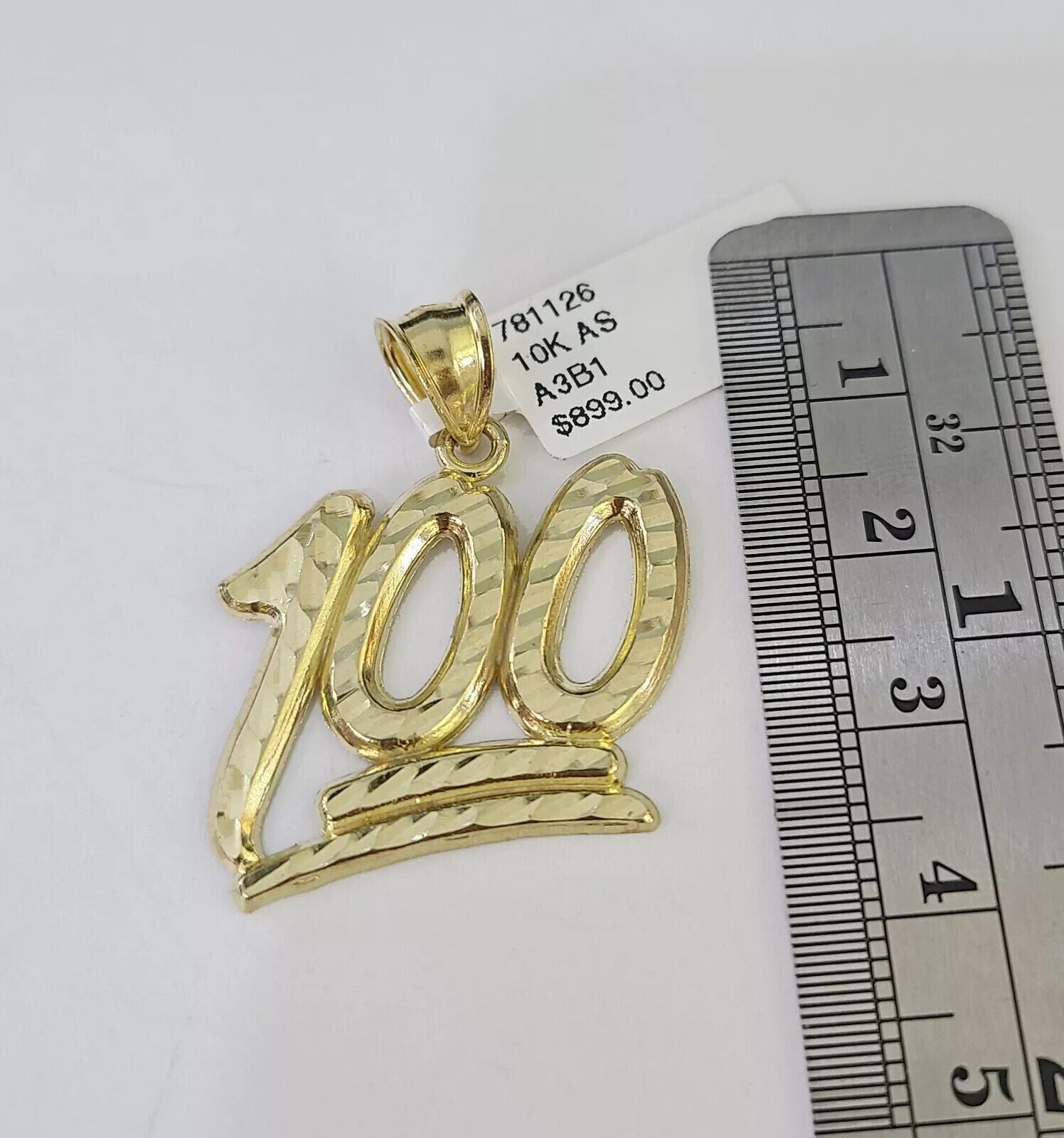 Real 10k Gold Franco Chain Necklace With 100 Sign Charm Pendant SET 18 - 26 inch - GoldenlinQ