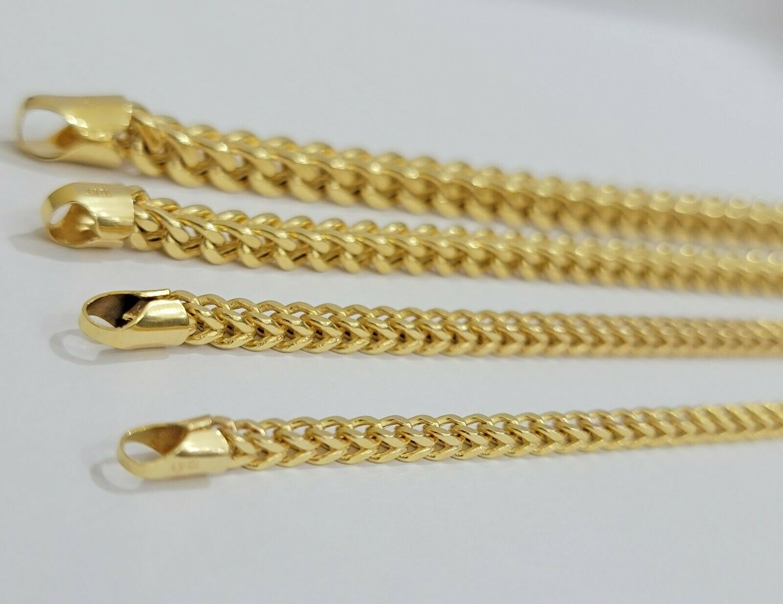 Real 10k Gold Franco Necklace Box Chain 20" - 28" Inch 3mm - 5mm 10kt Yellow Gold - GoldenlinQ