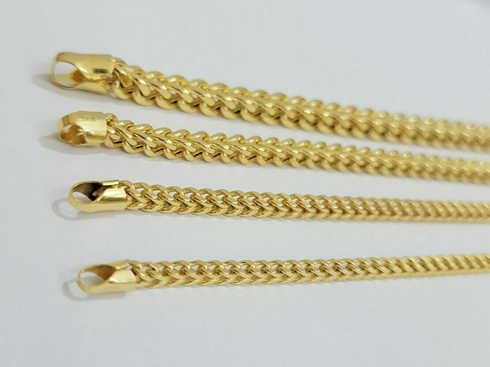 Real 10k Gold Franco Necklace Box Chain 20" - 28" Inch 3mm - 5mm 10kt Yellow Gold - GoldenlinQ